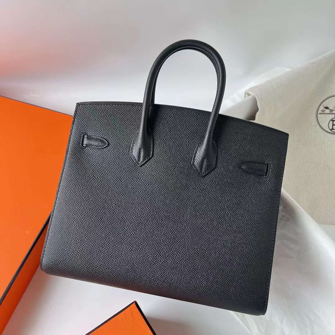 Hermès（爱马仕）Birkin 铂金包 Selling Epsom Ck89 黑色 玫瑰金扣 25cm 全手工蜡线缝 Rghw