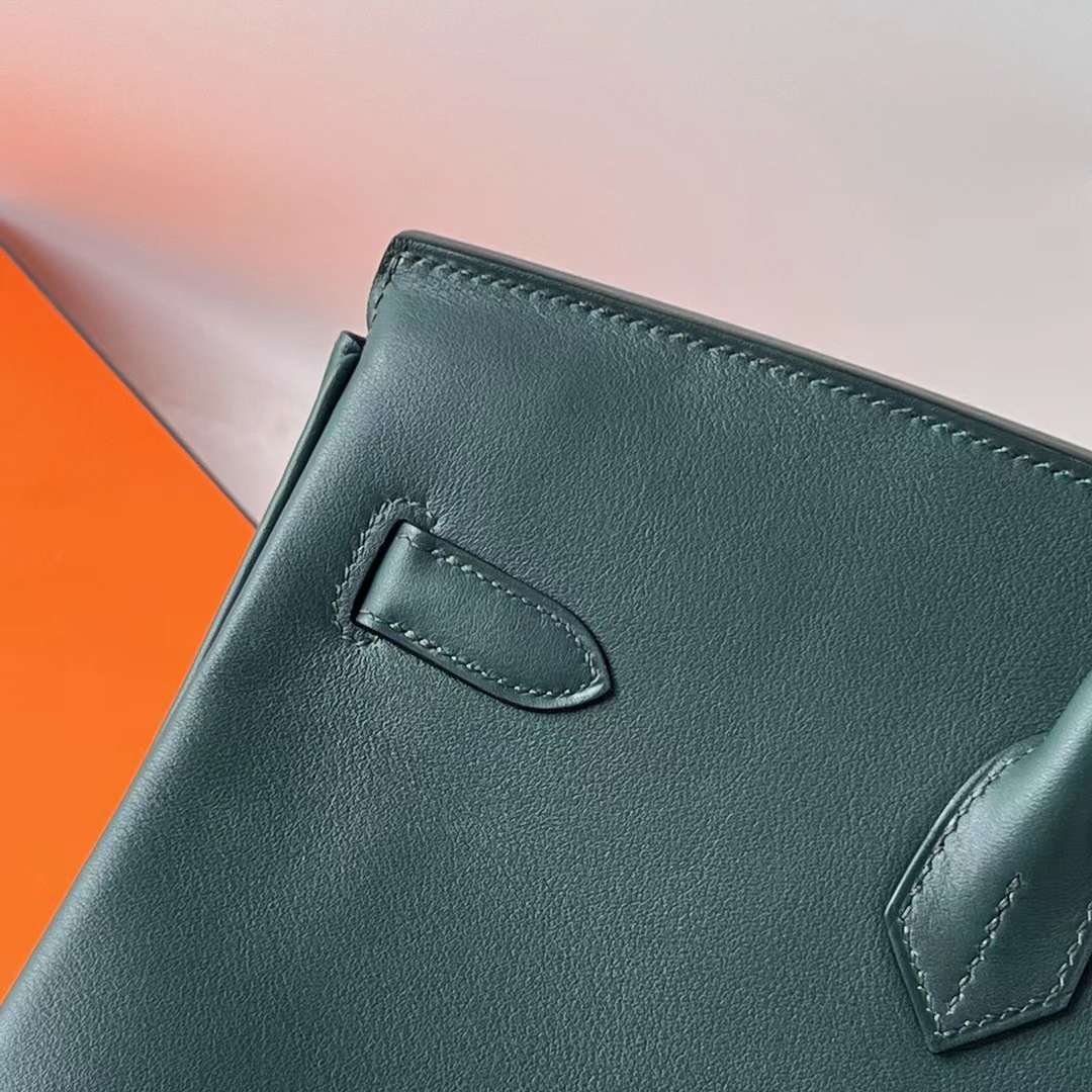 Hermès（爱马仕）Birkin 铂金包 Swift 6O 松柏绿 金扣 40cm 全手工蜡线缝 Ghw