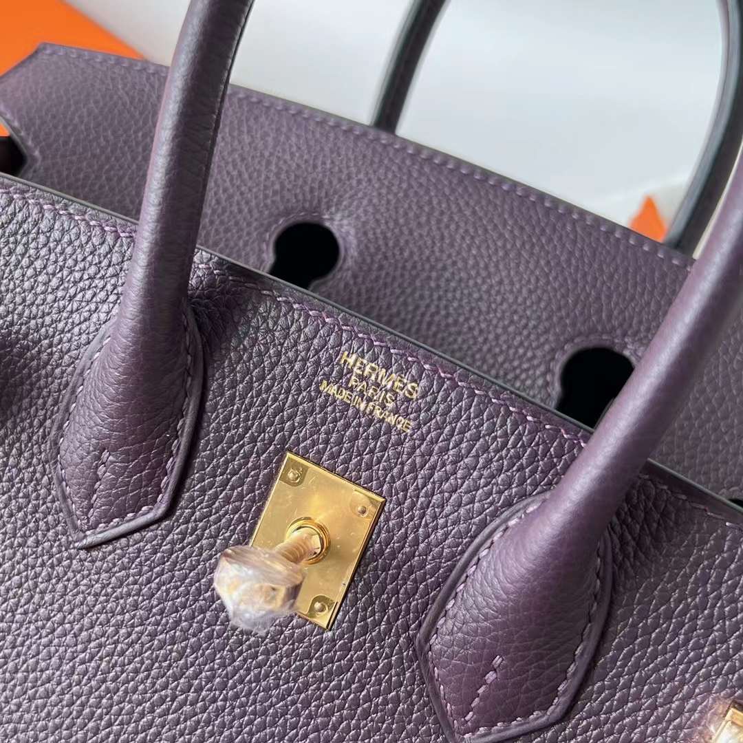 Hermès（爱马仕）Birkin 铂金包 Togo皮 顶级小牛皮 Ck59 葡萄紫 金扣 25cm 全手工蜡线缝 Ghw