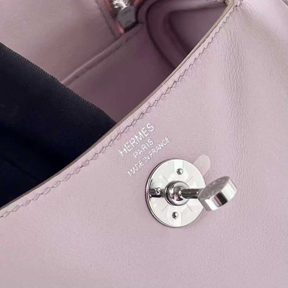 Hermès（爱马仕）Mini Lindy 迷你琳迪包 Swift 09 梦幻粉紫 银扣 19cm 全手工蜡线缝制 Phw