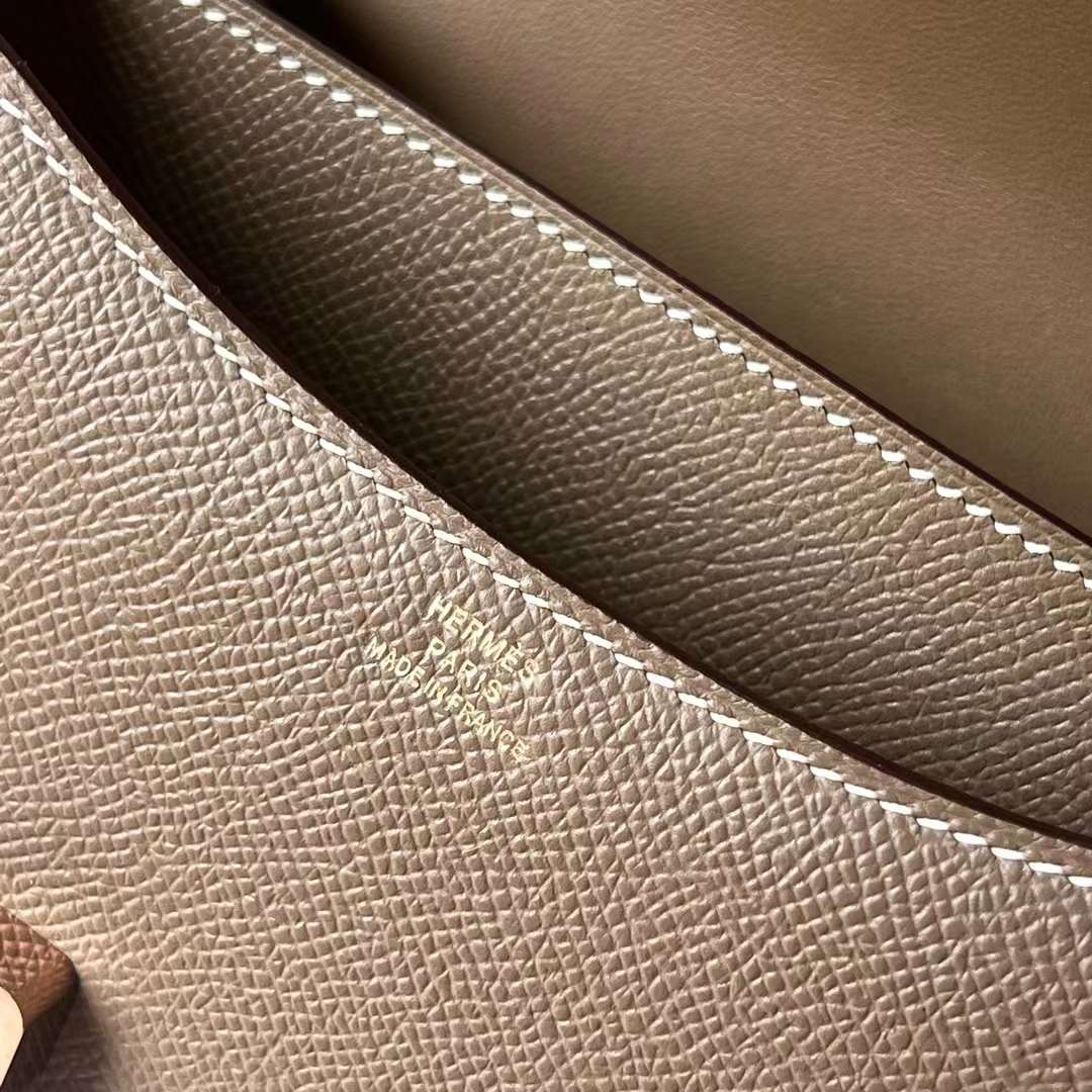 Hermès（爱马仕）Constance 空姐包 1-19 Epsom 镜子款 ck18 大象灰 玫瑰金扣 19cm 全手工蜡线缝 RGhw
