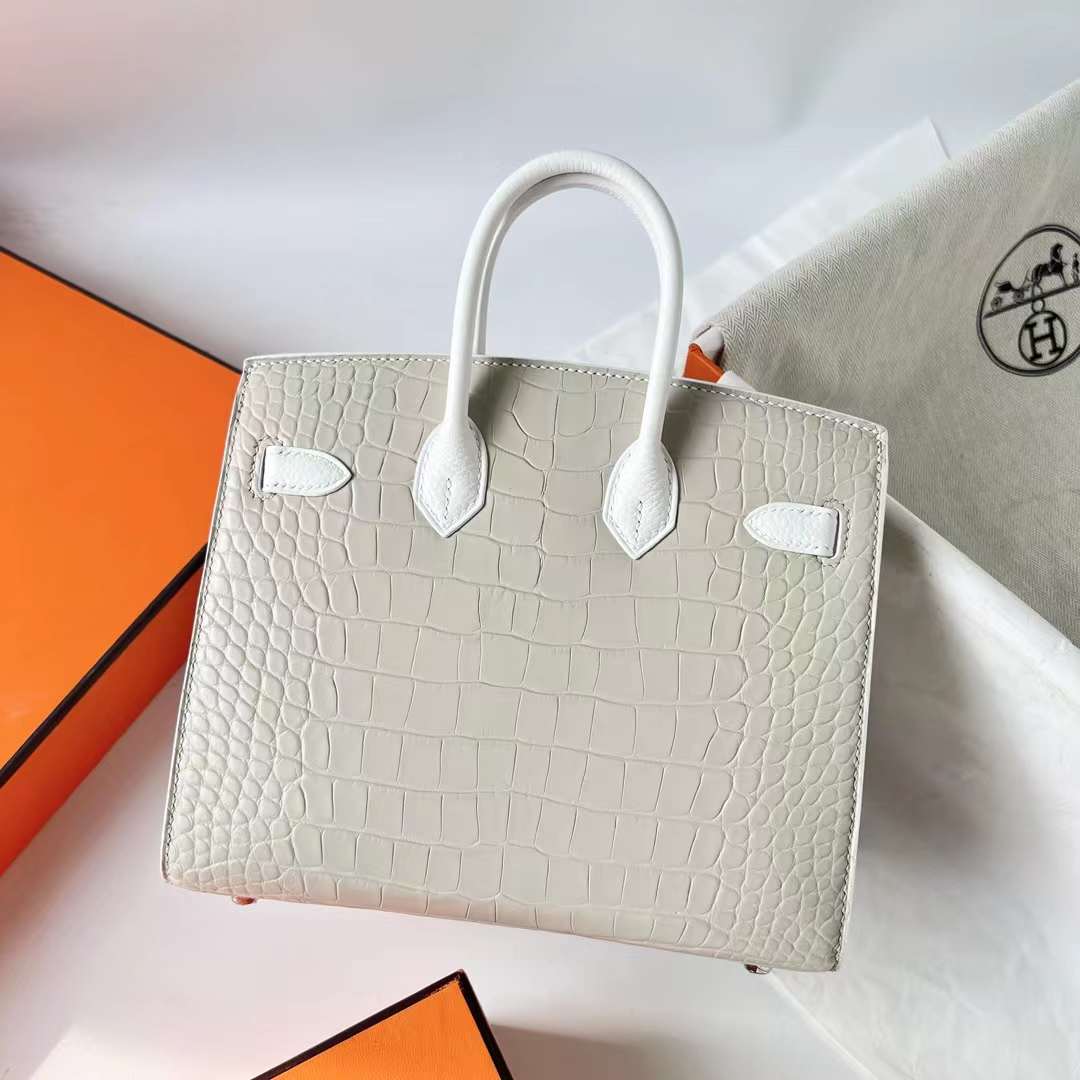 Hermès（爱马仕）Birkin 小房子 白色 银扣 20cm 全手工蜡线缝制 Phw