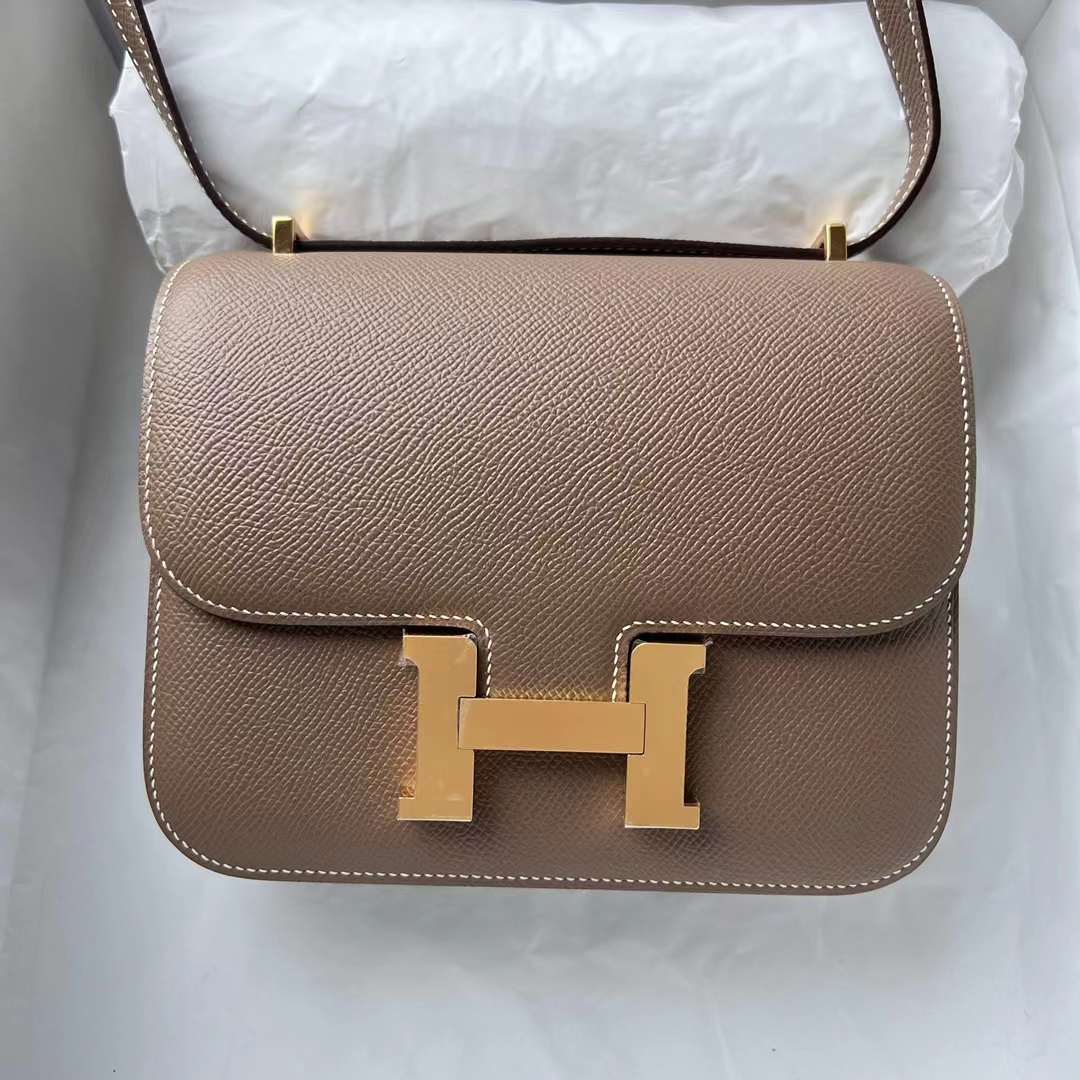 Hermès（爱马仕）Constance 空姐包 Epsom Ck18 大象灰 金扣 19cm 全手工蜡线缝 Ghw