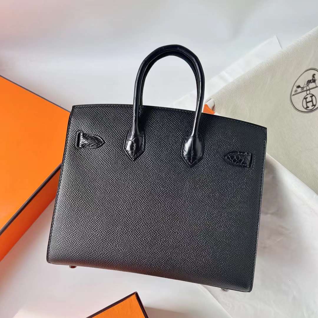 Hermès（爱马仕）Birkin 小房子 So Black 黑色 黑扣 20cm 全手工蜡线缝制
