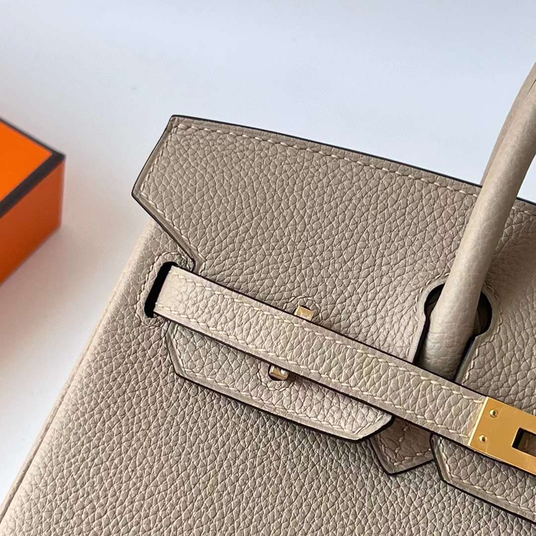 Hermès（爱马仕）Birkin 铂金包 Togo 顶级小牛皮 Ck81 斑鸠灰 金扣 25cm 全手工蜡线缝 Ghw
