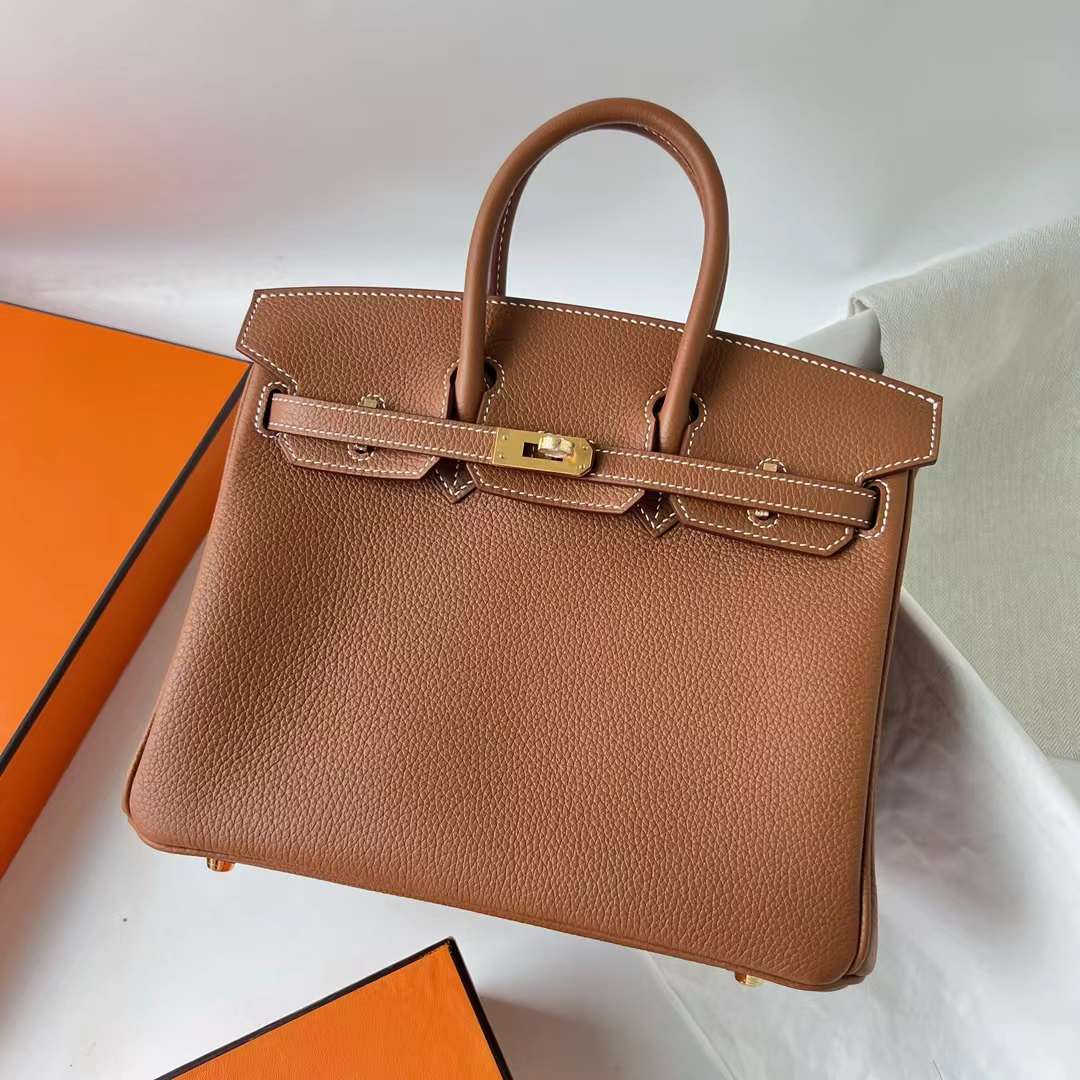 Hermès（爱马仕） Birkin 铂金包 Togo皮 顶级小牛皮 Ck37 金棕色 金扣 25cm 全手工蜡线缝 Ghw