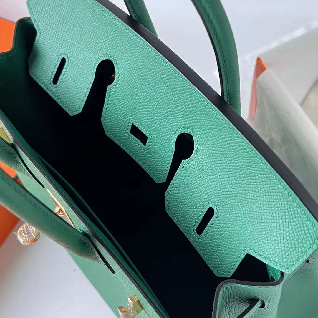 Hermès（爱马仕） Birkin 铂金包 Epsom 掌纹皮 U4 丝绒绿 金扣 25cm 全手工蜡线缝 Ghw