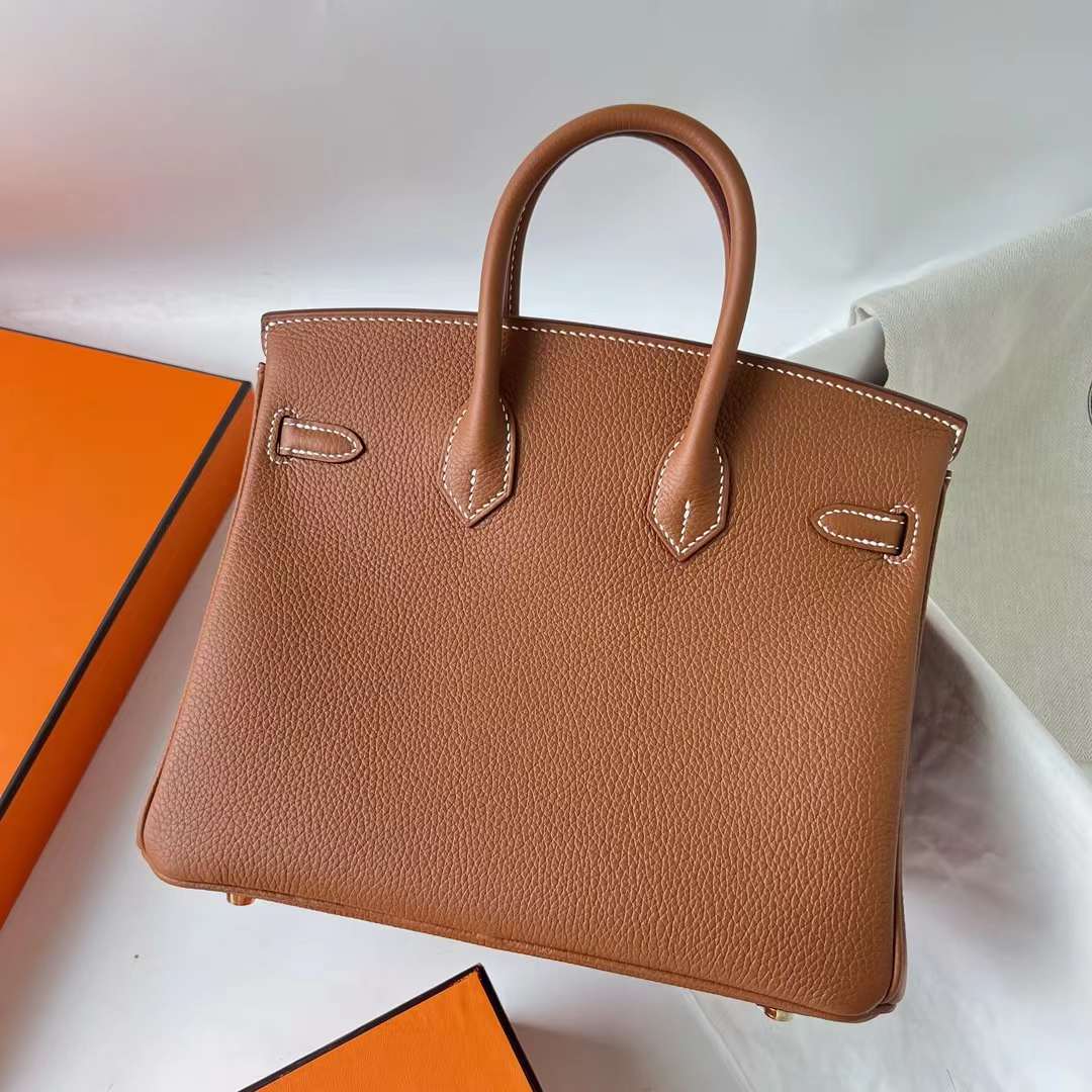 Hermès（爱马仕） Birkin 铂金包 Togo皮 顶级小牛皮 Ck37 金棕色 金扣 25cm 全手工蜡线缝 Ghw