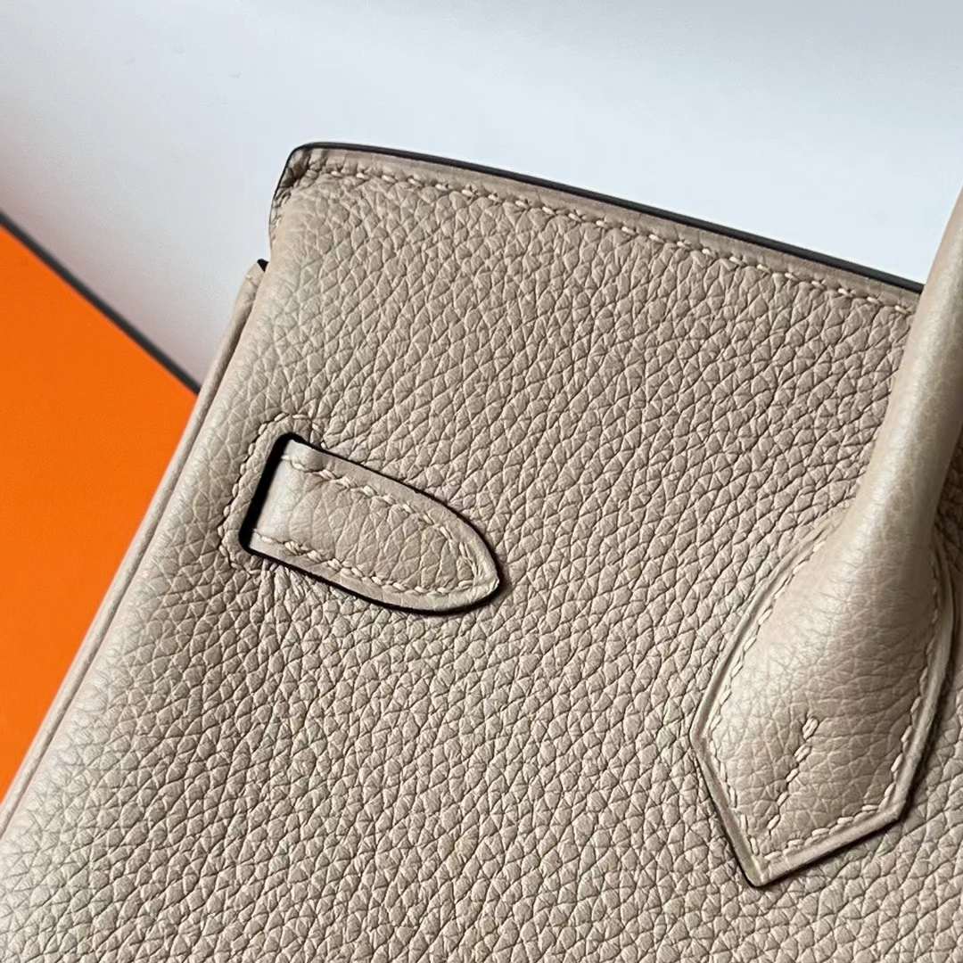 Hermès（爱马仕）Birkin 铂金包 Togo皮 顶级小牛皮 Ck81 斑鸠灰 玫瑰金扣 25cm 全手工蜡线缝 Rghw