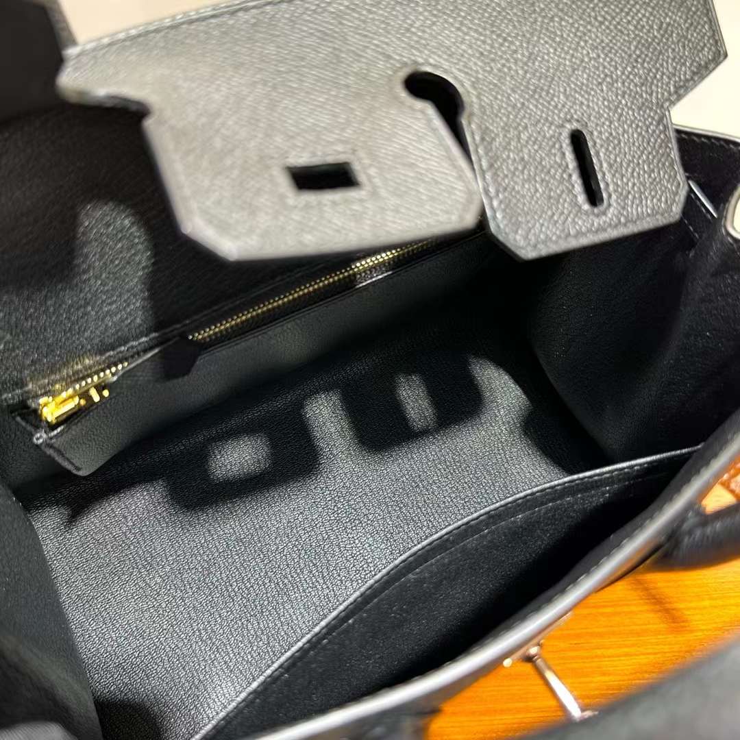 Hermès（爱马仕）Birkin 铂金包 Selling Epsom Ck89 黑色 玫瑰金扣 25cm 全手工蜡线缝 Rghw