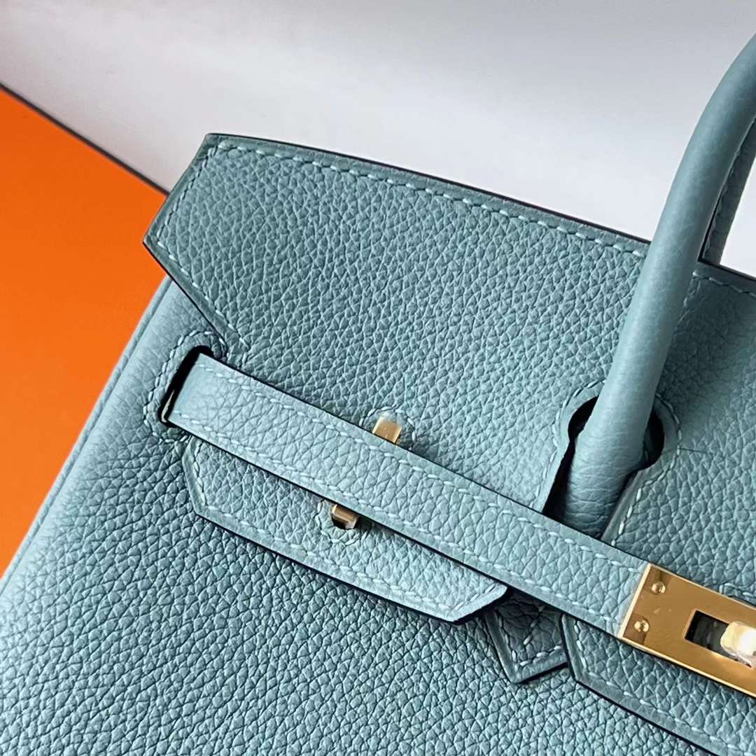 Hermès（爱马仕）Birkin 铂金包 Togo皮 顶级小牛皮 7G 天青色 金扣 25cm 全手工蜡线缝 Ghw