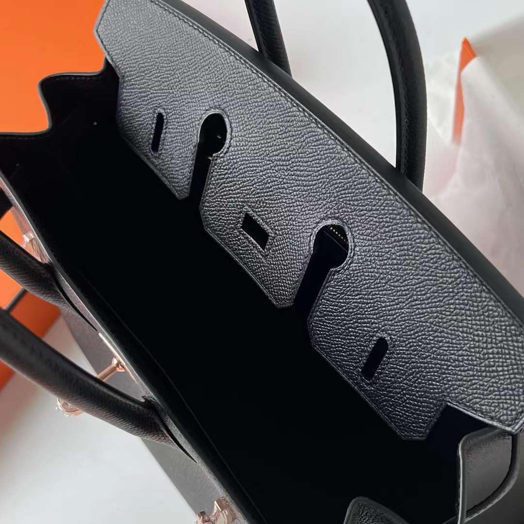 Hermès（爱马仕）Birkin 铂金包 Selling Epsom Ck89 黑色 玫瑰金扣 25cm 全手工蜡线缝 Rghw