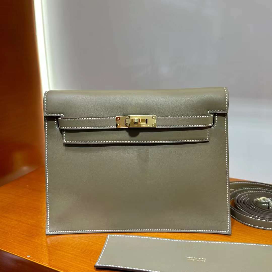 Hermès（爱马仕）Kelly danse Swift Ck18 大象灰 金扣 22cm 全手工蜡线缝 Ghw