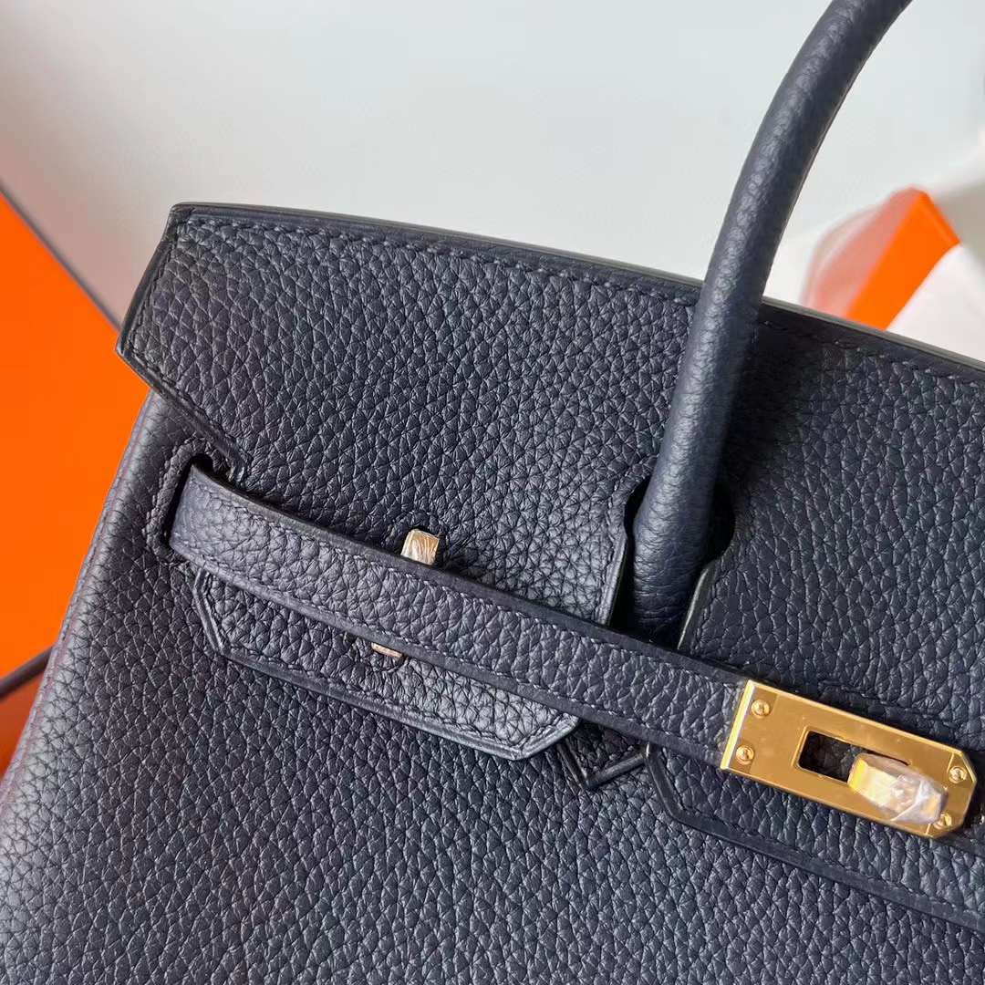 Hermès（爱马仕）Birkin 铂金包 Togo 顶级小牛皮 2Z 午夜蓝 金扣 25cm 全手工蜡线缝 Ghw