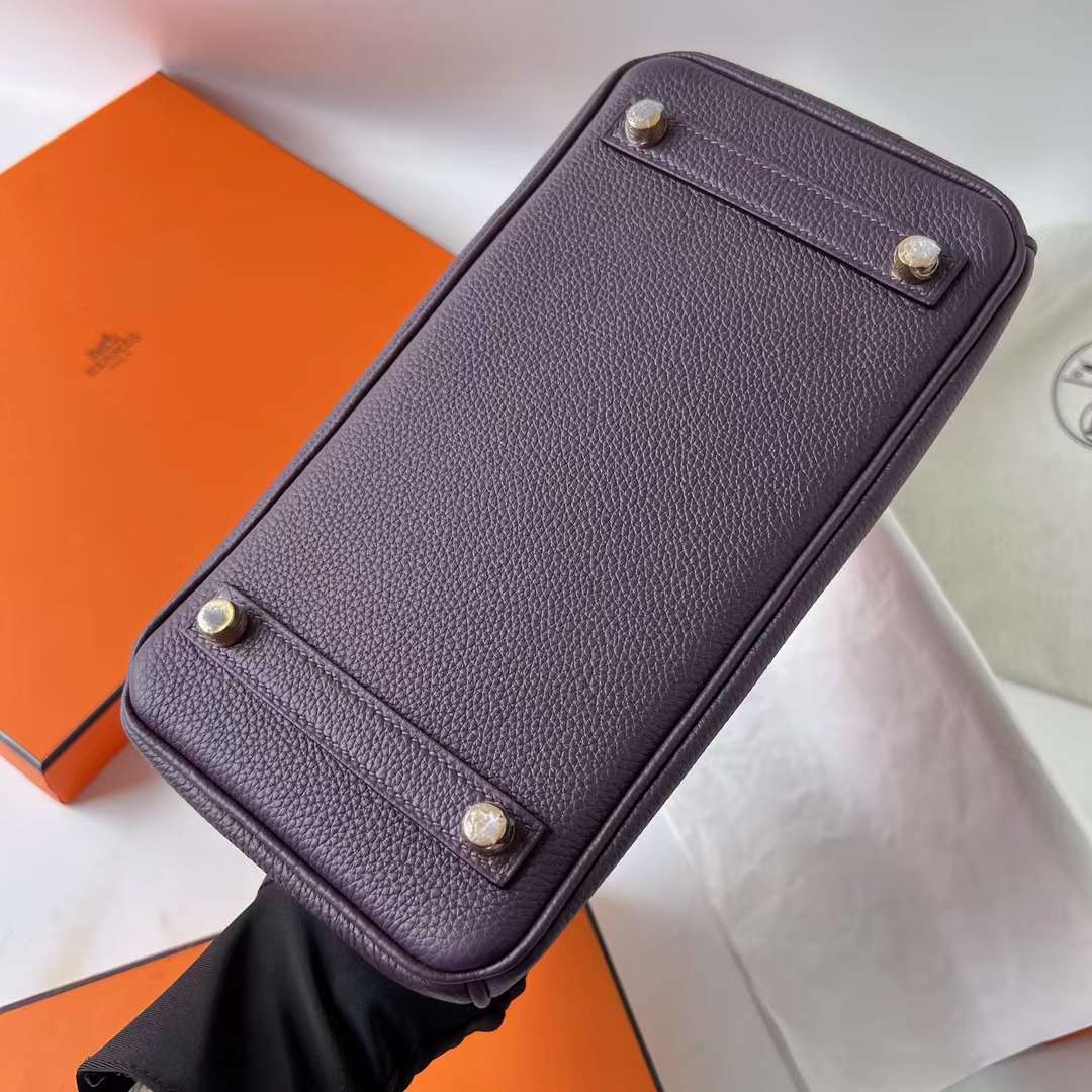 Hermès（爱马仕）Birkin 铂金包 Togo皮 顶级小牛皮 Ck59 葡萄紫 金扣 25cm 全手工蜡线缝 Ghw