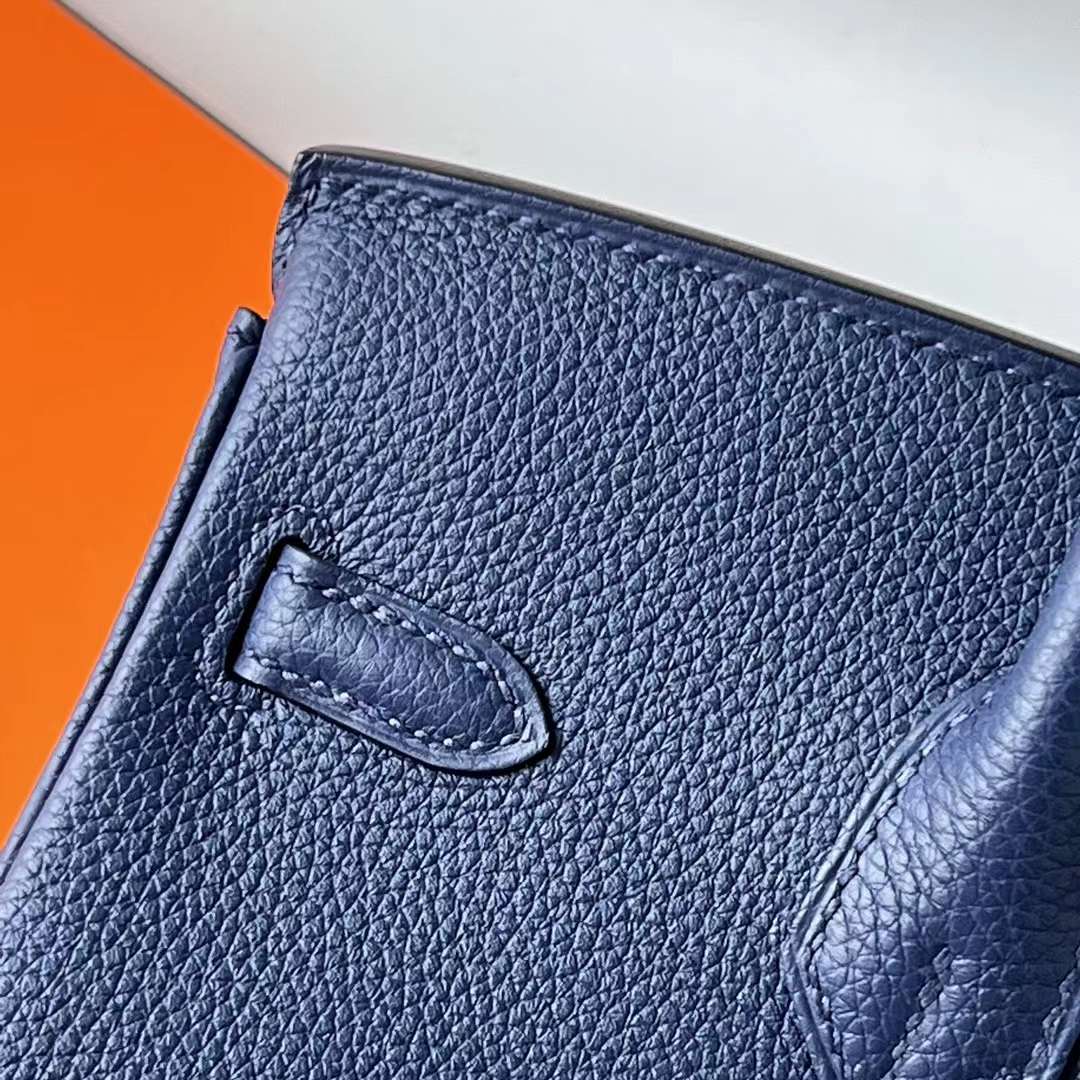 Hermès（爱马仕）Birkin 铂金包 Togo皮 顶级小牛皮 Ck73 宝石蓝 金扣 25cm 全手工蜡线缝 Ghw