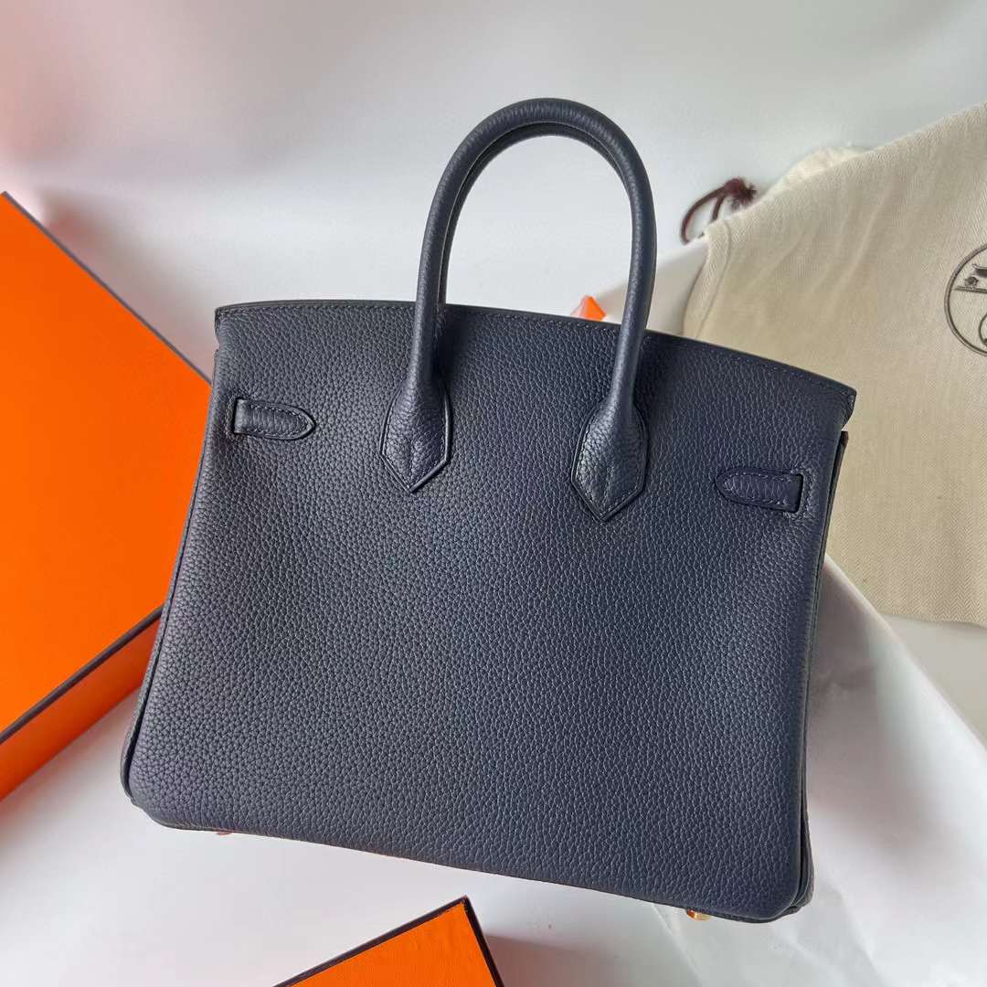 Hermès（爱马仕）Birkin 铂金包 Togo 顶级小牛皮 2Z 午夜蓝 金扣 25cm 全手工蜡线缝 Ghw
