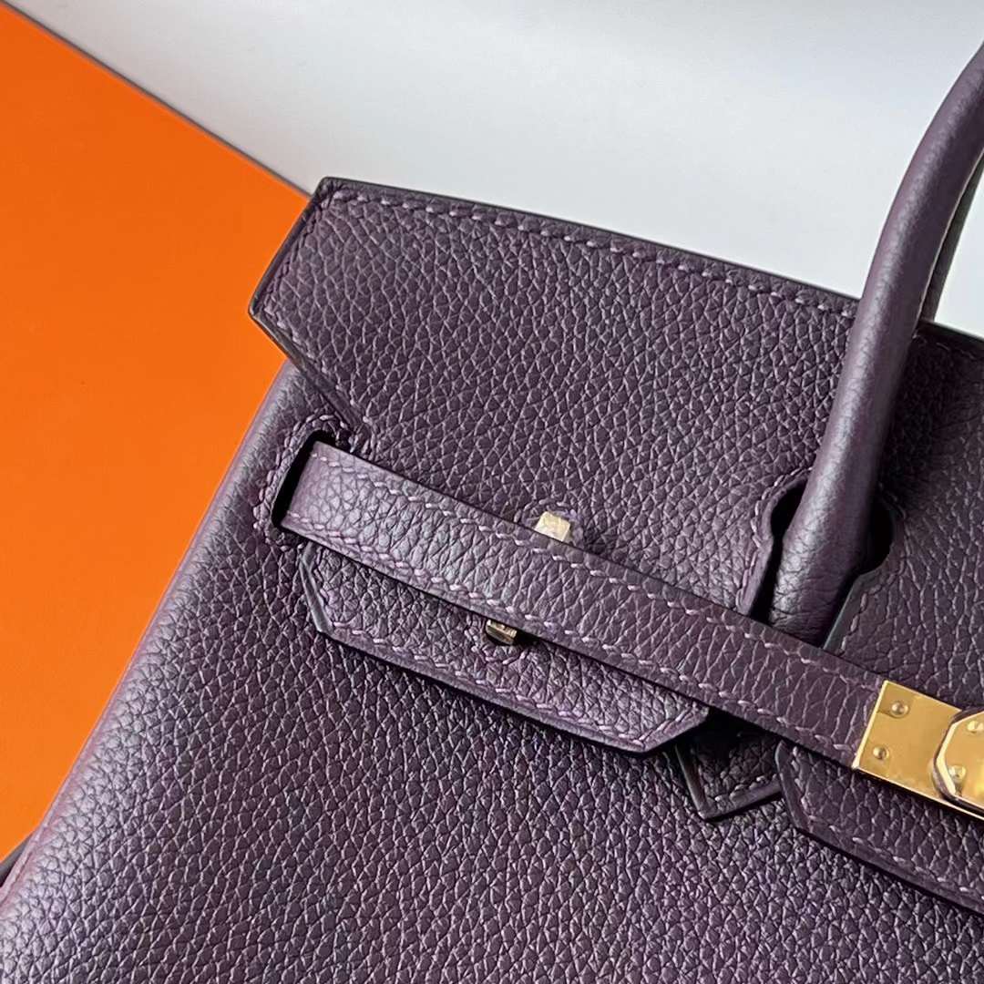 Hermès（爱马仕）Birkin 铂金包 Togo皮 顶级小牛皮 Ck59 葡萄紫 金扣 25cm 全手工蜡线缝 Ghw