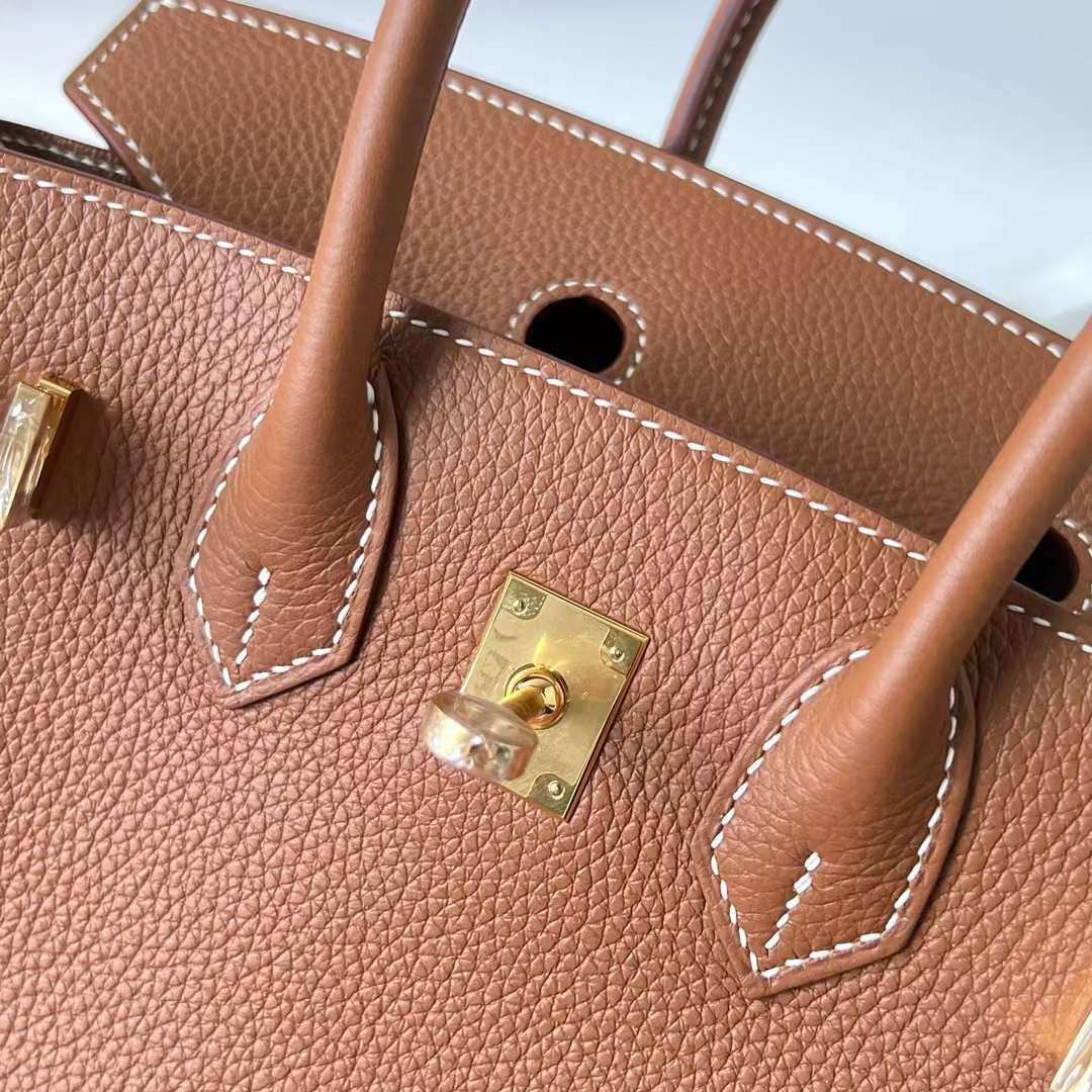 Hermès（爱马仕） Birkin 铂金包 Togo皮 顶级小牛皮 Ck37 金棕色 金扣 25cm 全手工蜡线缝 Ghw