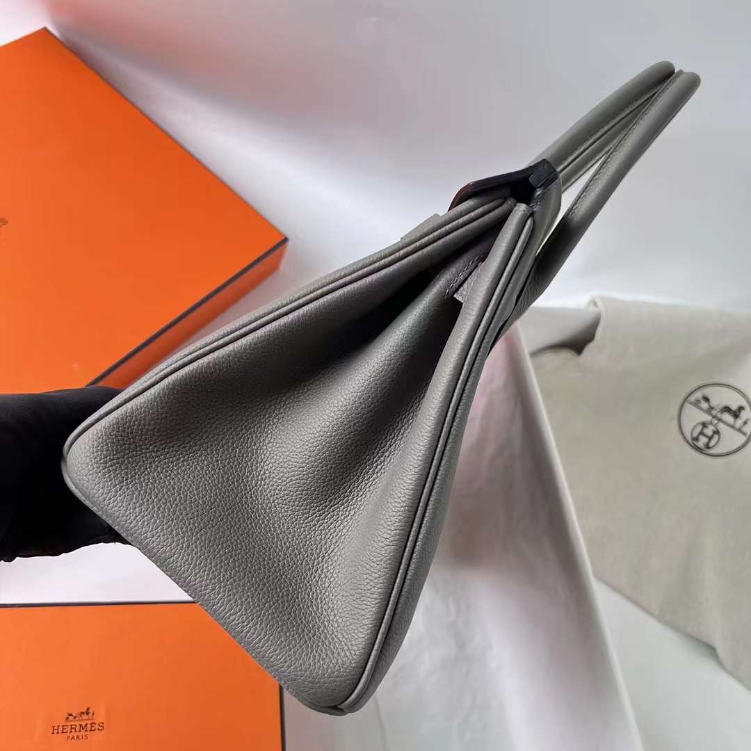 Hermès（爱马仕）Birkin 铂金包 Togo皮 顶级小牛皮 0L 积雨云灰 银扣 30cm 全手工蜡线缝 Phw