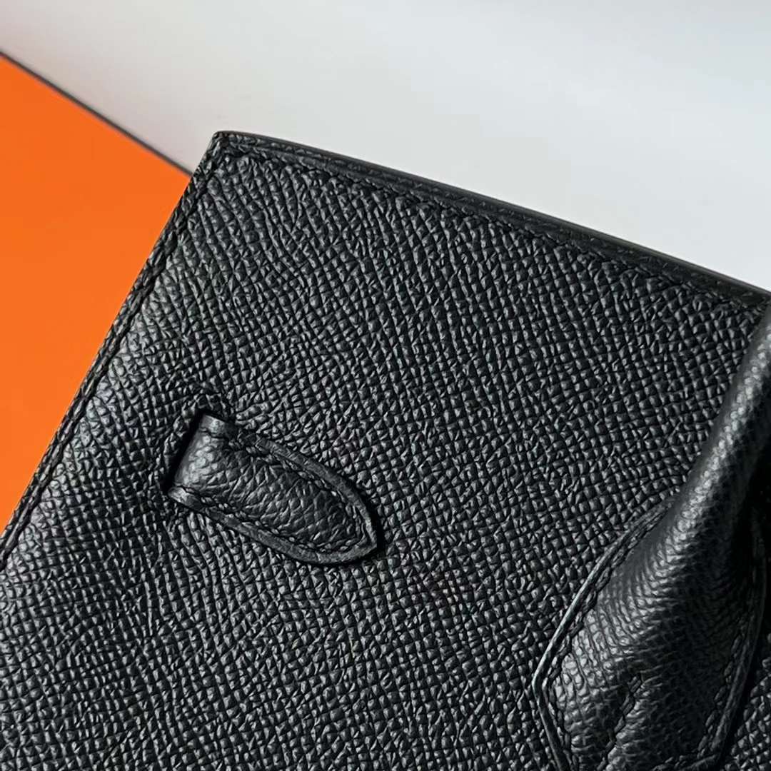Hermès（爱马仕）Birkin 铂金包 Selling Epsom Ck89 黑色 玫瑰金扣 25cm 全手工蜡线缝 Rghw