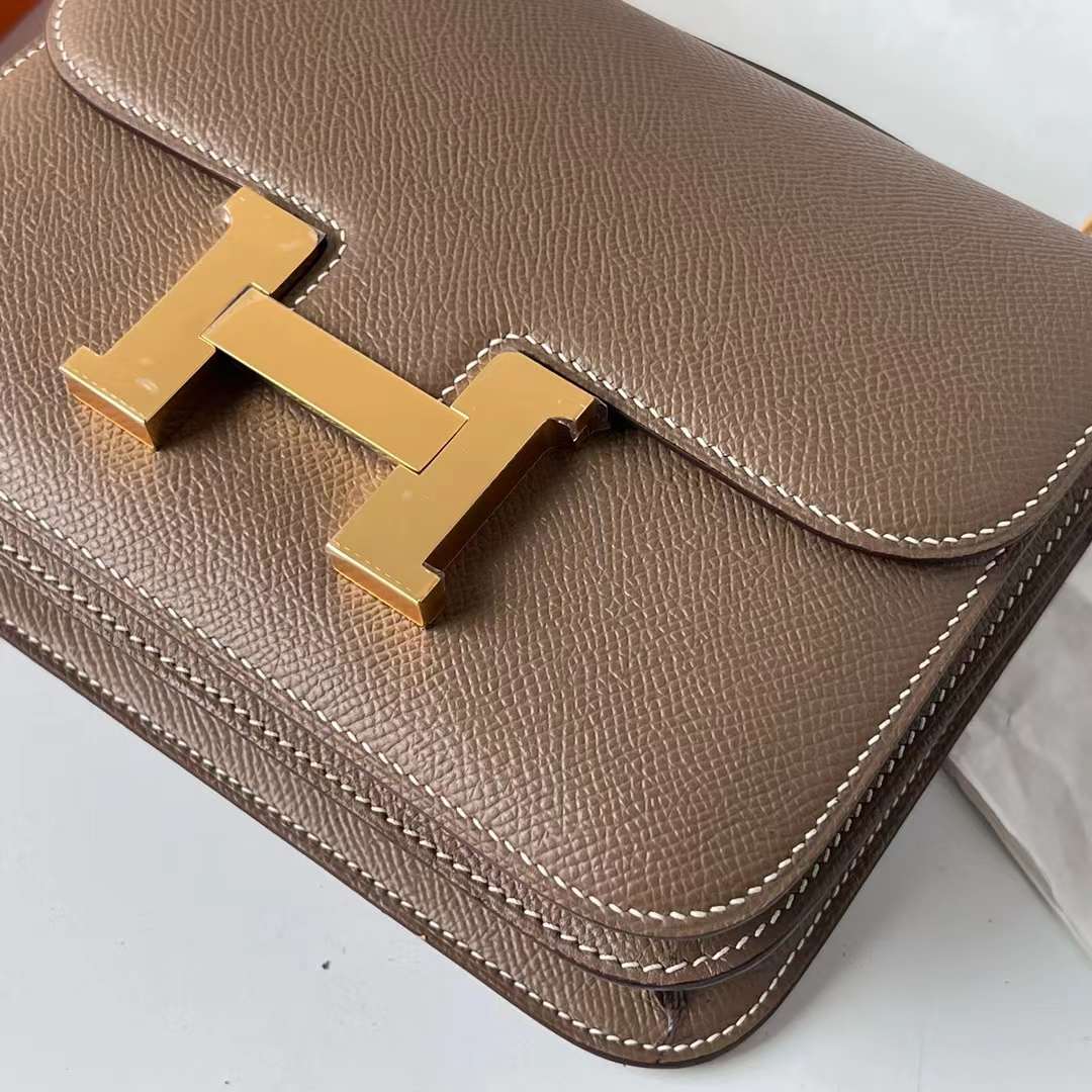 Hermès（爱马仕）Constance 空姐包 Epsom Ck18 大象灰 金扣 19cm 全手工蜡线缝 Ghw