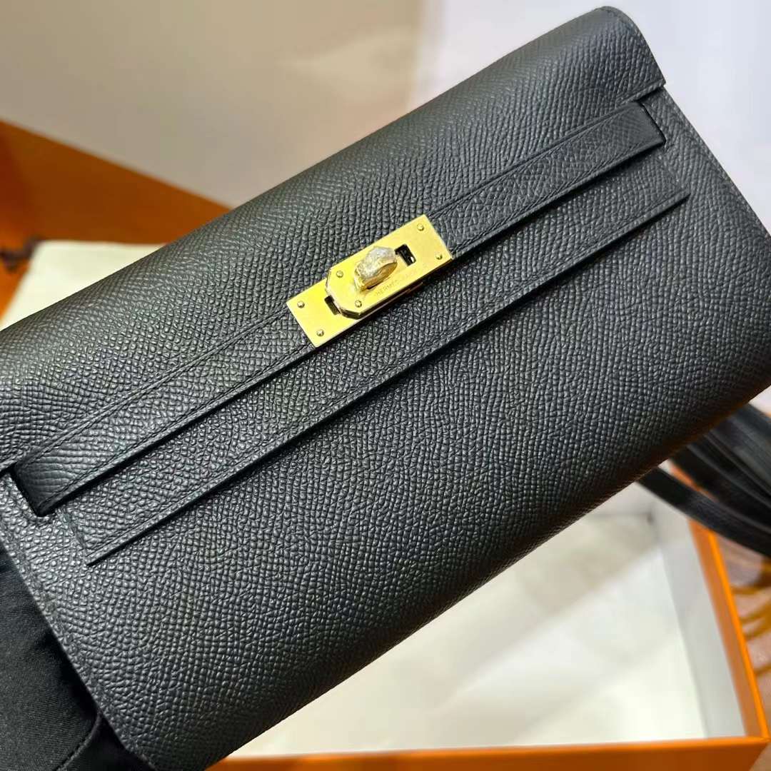 Hermès（爱马仕）Kelly to go epsom ck89 黑色 金扣 20cm 全手工蜡线缝 ghw