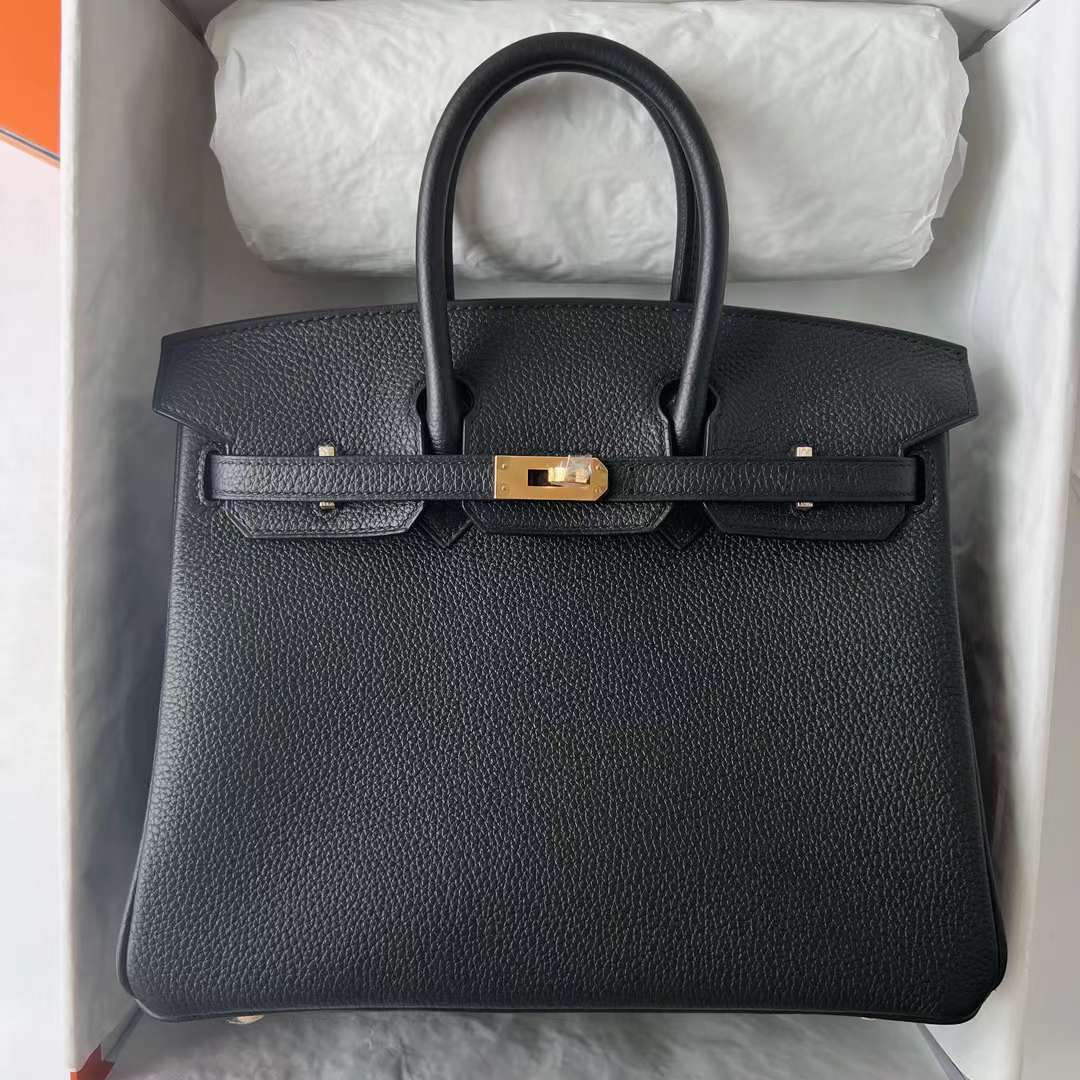 Hermès（爱马仕）Birkin 铂金包 Togo皮 顶级小牛皮 Ck89 黑色 金扣 25cm 全手工蜡线缝 Ghw
