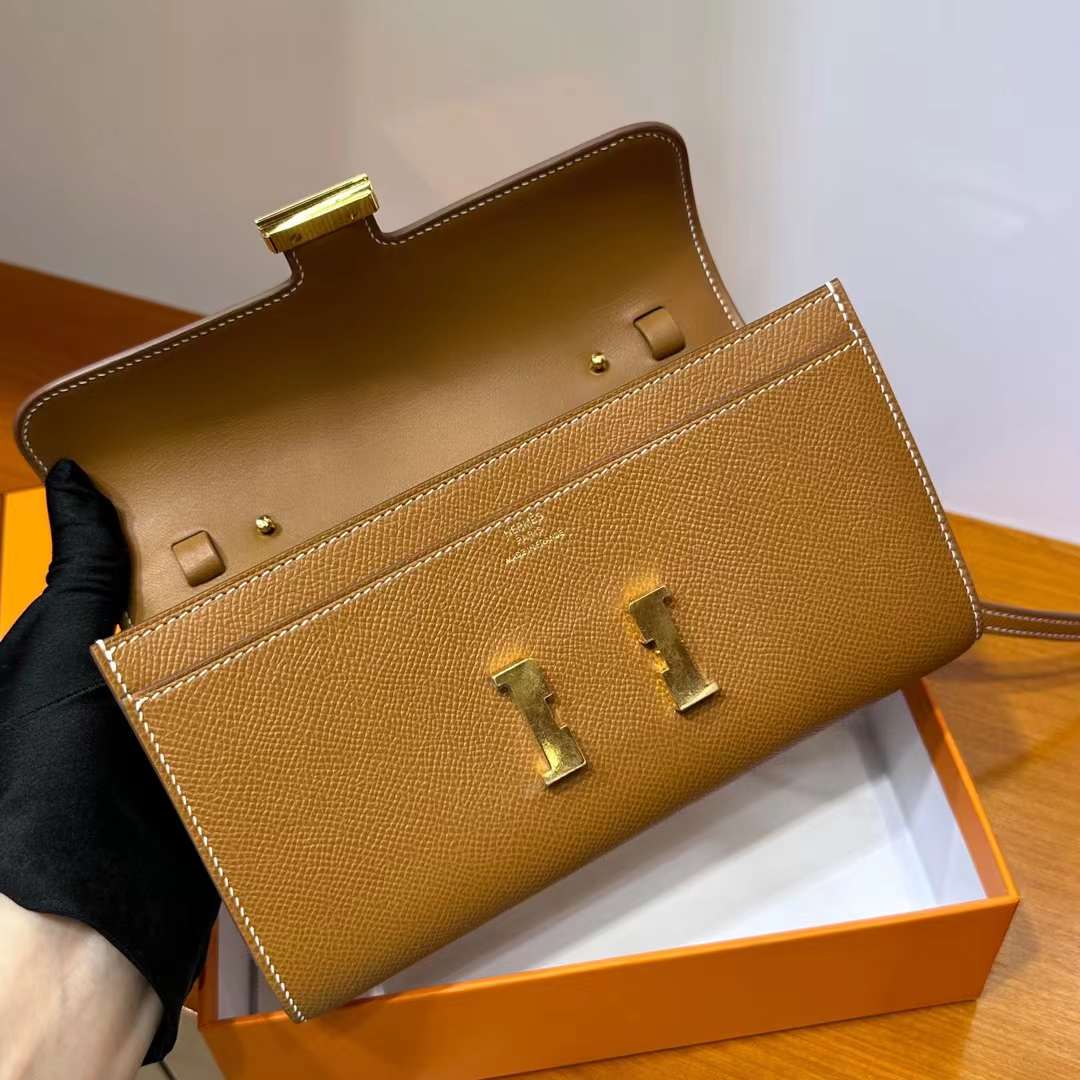 Hermès（爱马仕）Constance to go epsom ck37 金棕色 金扣 20cm 全手工蜡线缝 ghw