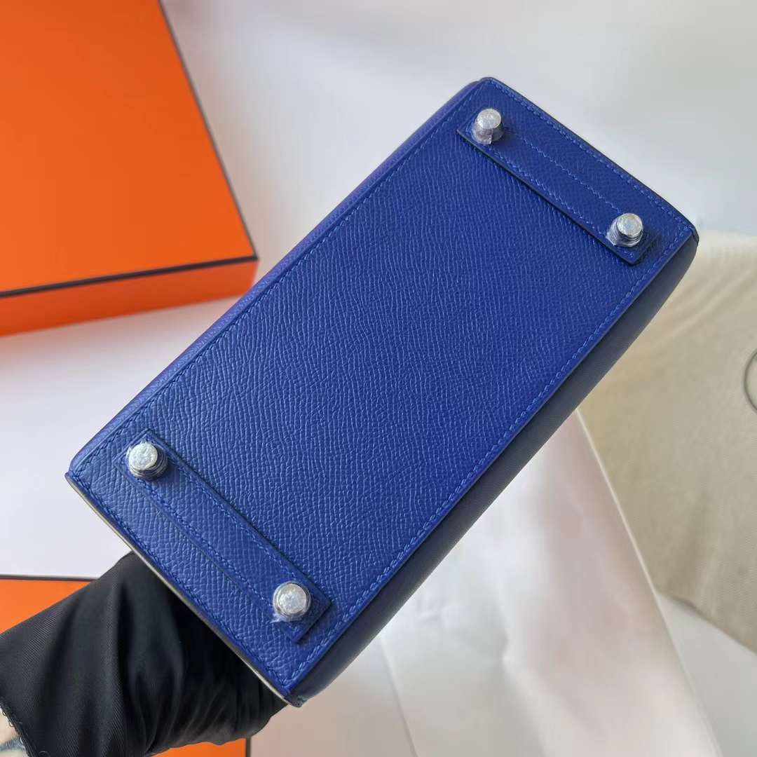 Hermès（爱马仕）Birkin 限量版 蓝色 小房子 银扣 20cm 全手工蜡线缝制 Phw