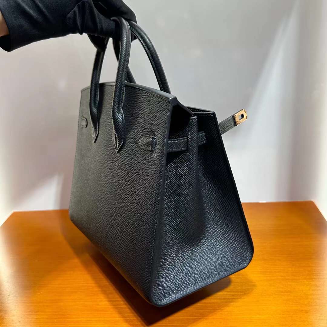 Hermès（爱马仕）Birkin 铂金包 Selling Epsom Ck89 黑色 玫瑰金扣 25cm 全手工蜡线缝 Rghw