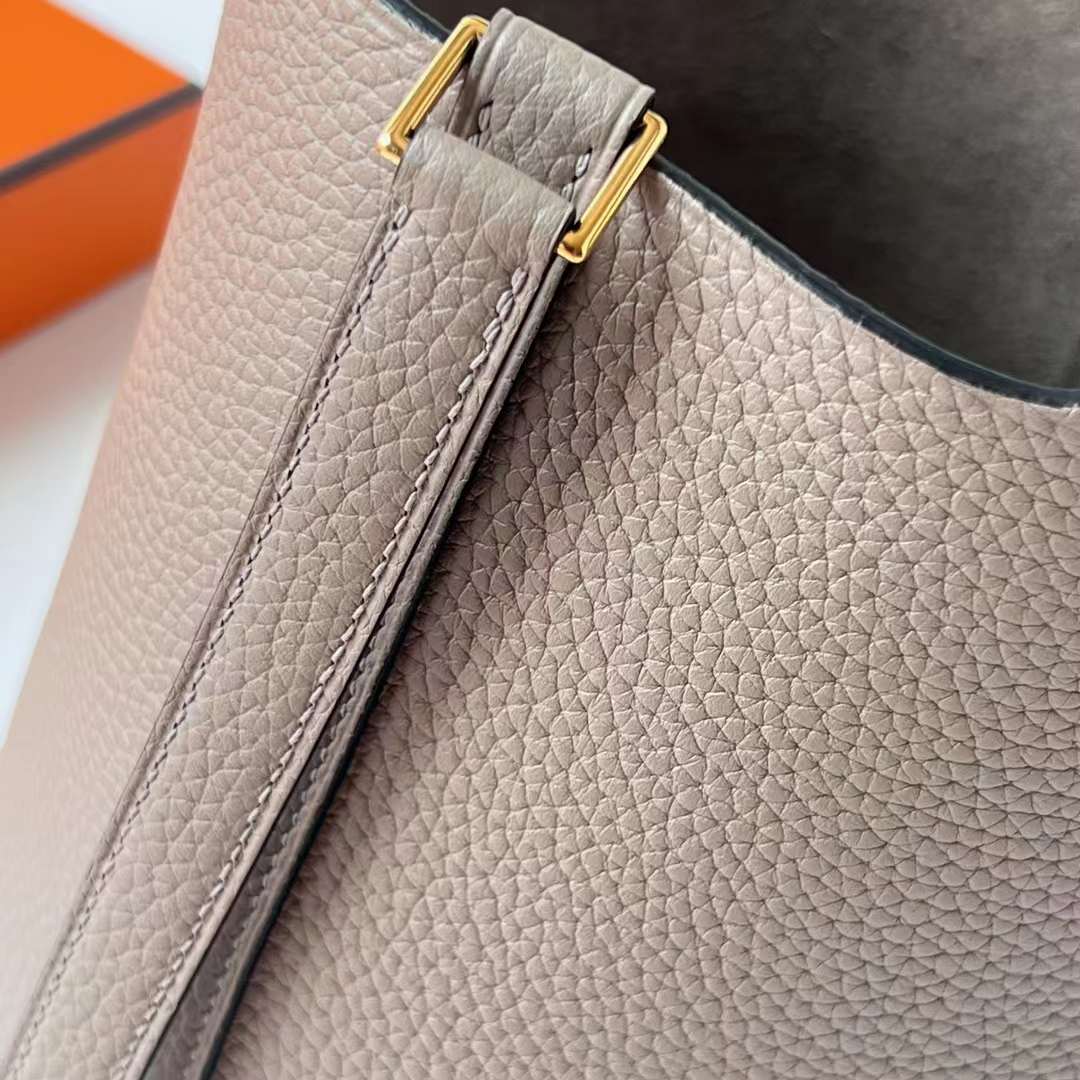 Hermès（爱马仕）Picotin 菜篮子 Clemence 原TC大牛皮 M8 沥青灰 金扣 Ghw 18cm