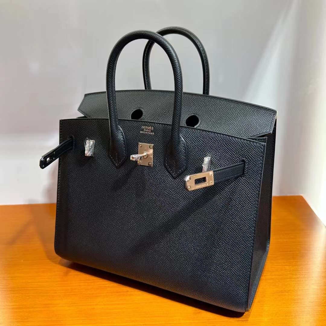 Hermès（爱马仕）Birkin 铂金包 Selling Epsom Ck89 黑色 玫瑰金扣 25cm 全手工蜡线缝 Rghw