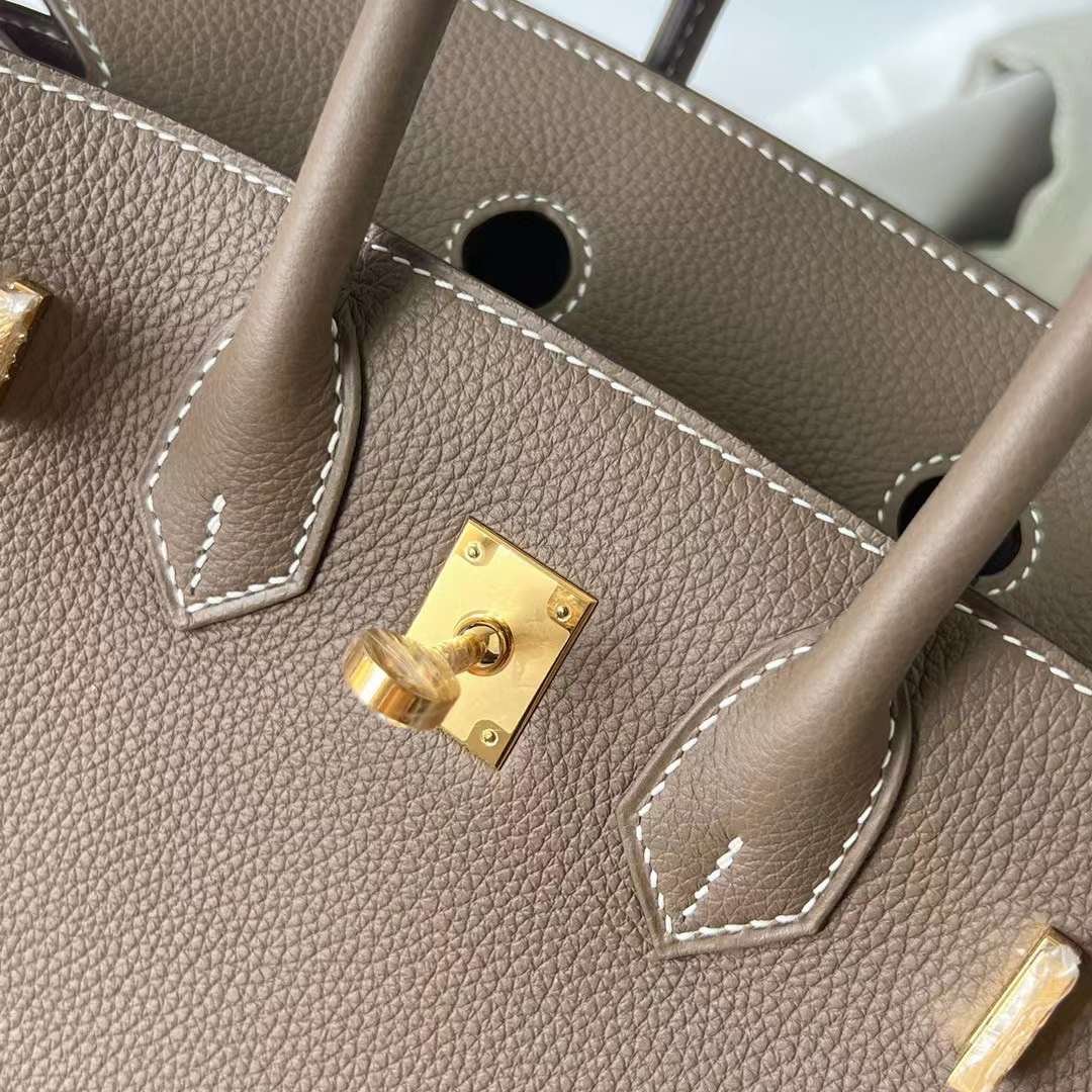 Hermès（爱马仕）Birkin 铂金包 Togo 顶级小牛皮 Ck18 大象灰 金扣 25cm 全手工蜡线缝 Ghw