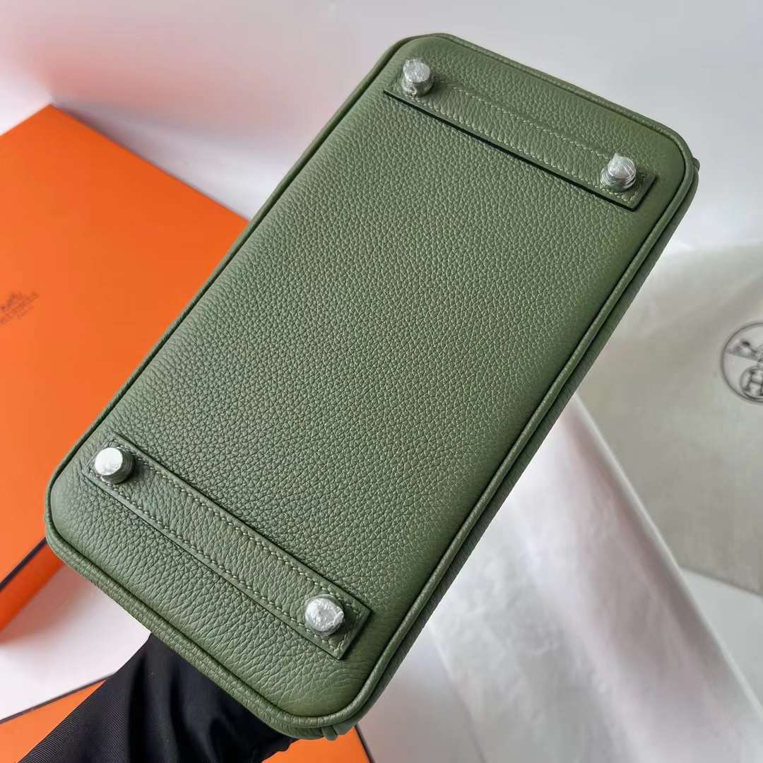Hermès（爱马仕）Birkin 铂金包 Togo皮 顶级小牛皮 V6 丛林绿 银扣 25cm 全手工蜡线缝 Phw