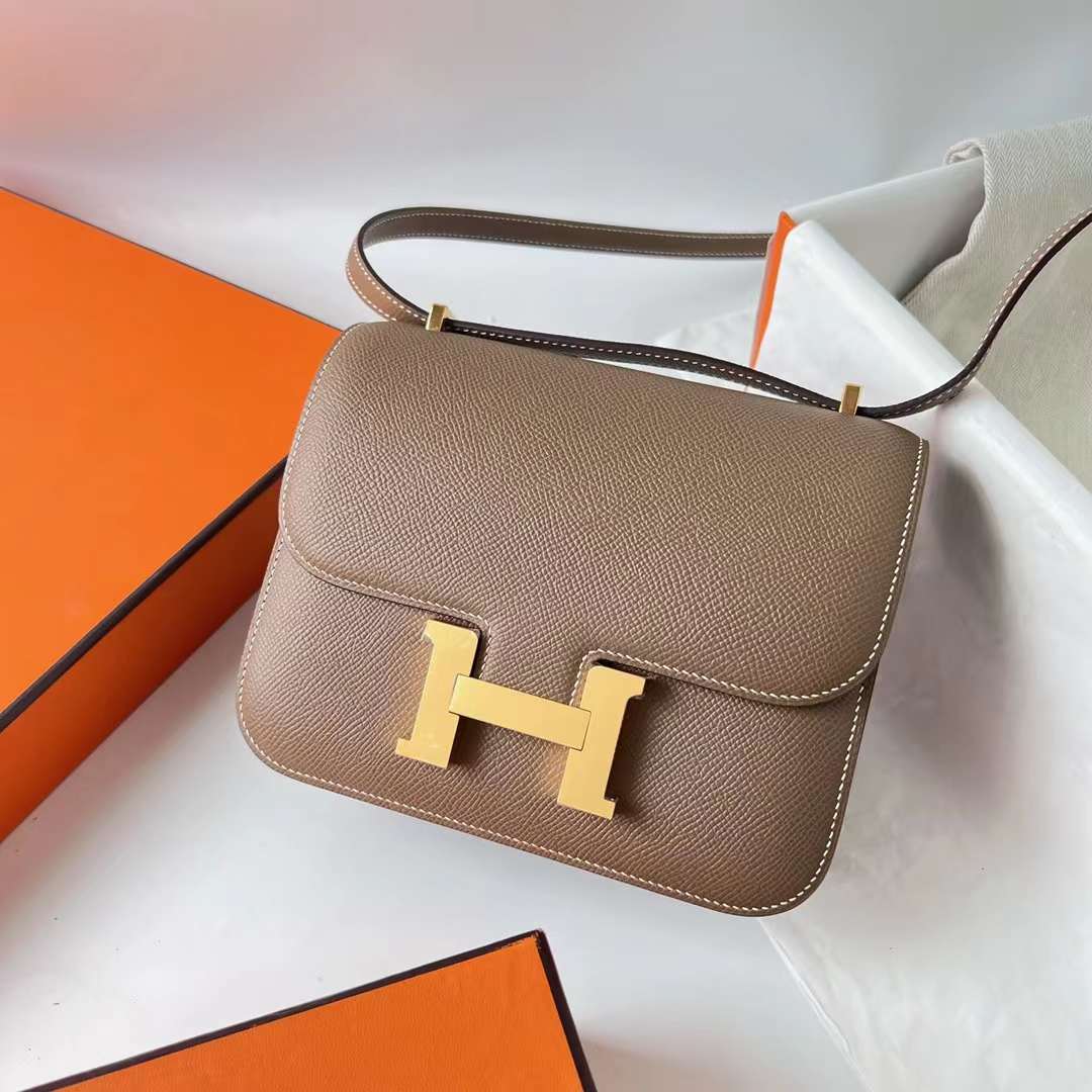 Hermès（爱马仕）Constance 空姐包 Epsom Ck18 大象灰 金扣 19cm 全手工蜡线缝 Ghw