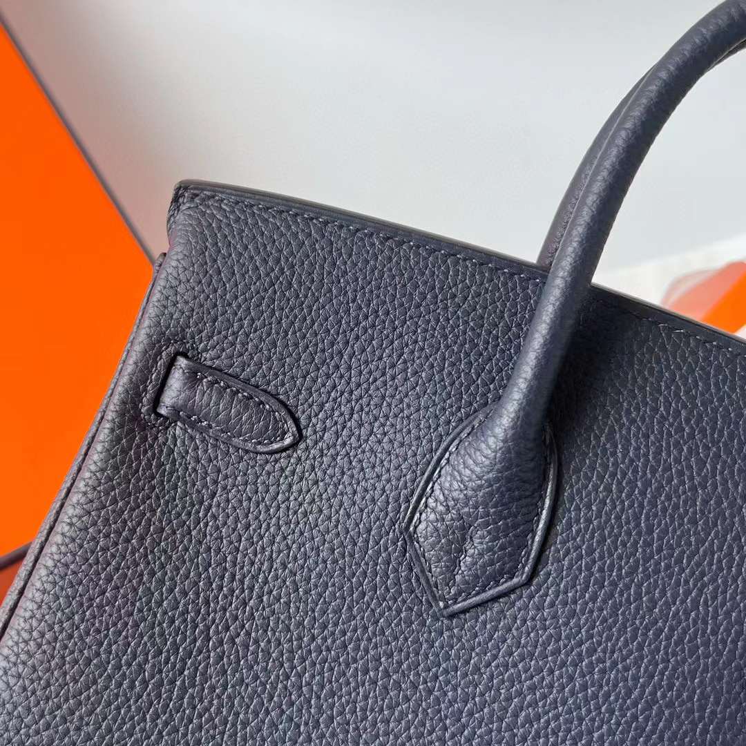 Hermès（爱马仕）Birkin 铂金包 Togo 顶级小牛皮 2Z 午夜蓝 金扣 25cm 全手工蜡线缝 Ghw