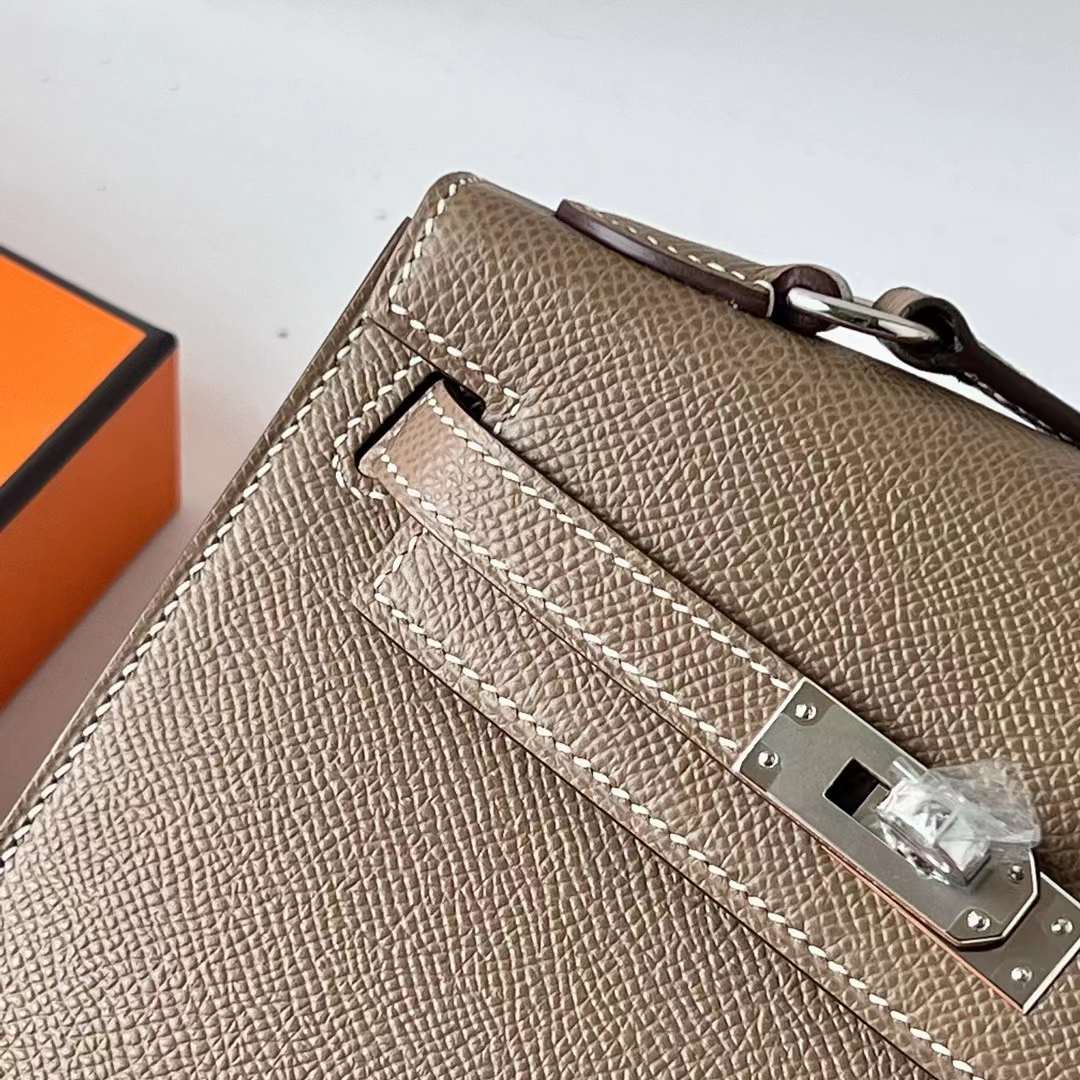 Hermès（爱马仕）Kelly Desordre Epsom Ck18 大象灰 银扣 20cm 全手工蜡线缝 Phw