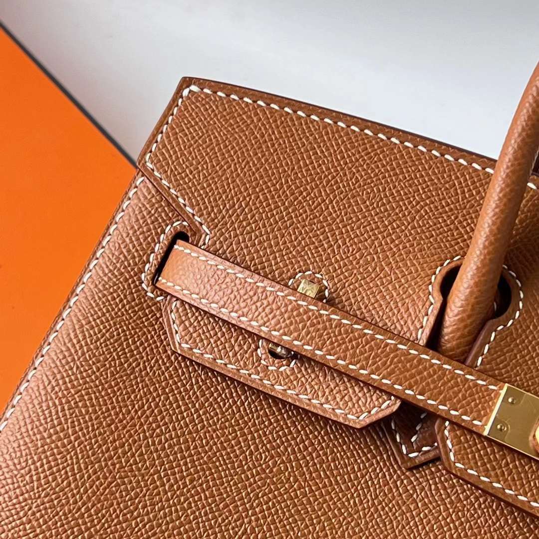 Hermès（爱马仕）Birkin 铂金包 Sellier Epsom Ck37 金棕色 金扣 25cm 全手工蜡线缝 Ghw