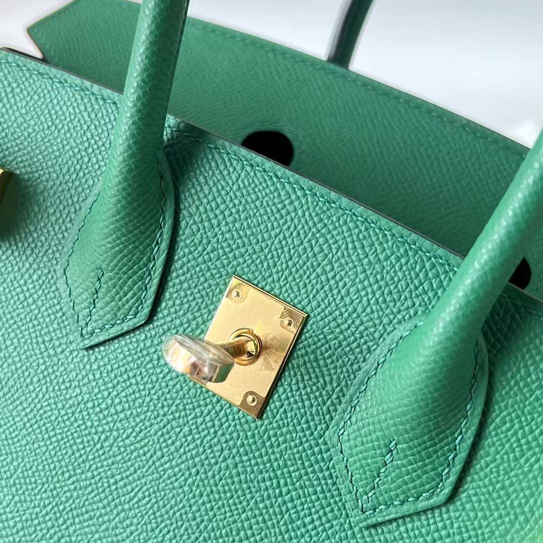 Hermès（爱马仕） Birkin 铂金包 Epsom 掌纹皮 U4 丝绒绿 金扣 25cm 全手工蜡线缝 Ghw
