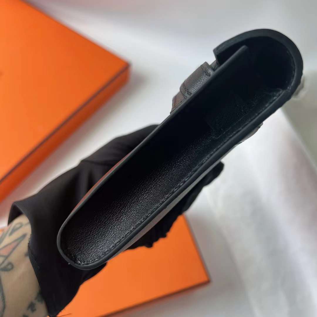 Hermès（爱马仕）Kelly cut 手拿包 Swift Ck89 黑色 银扣 31cm 全手工蜡线缝 Phw