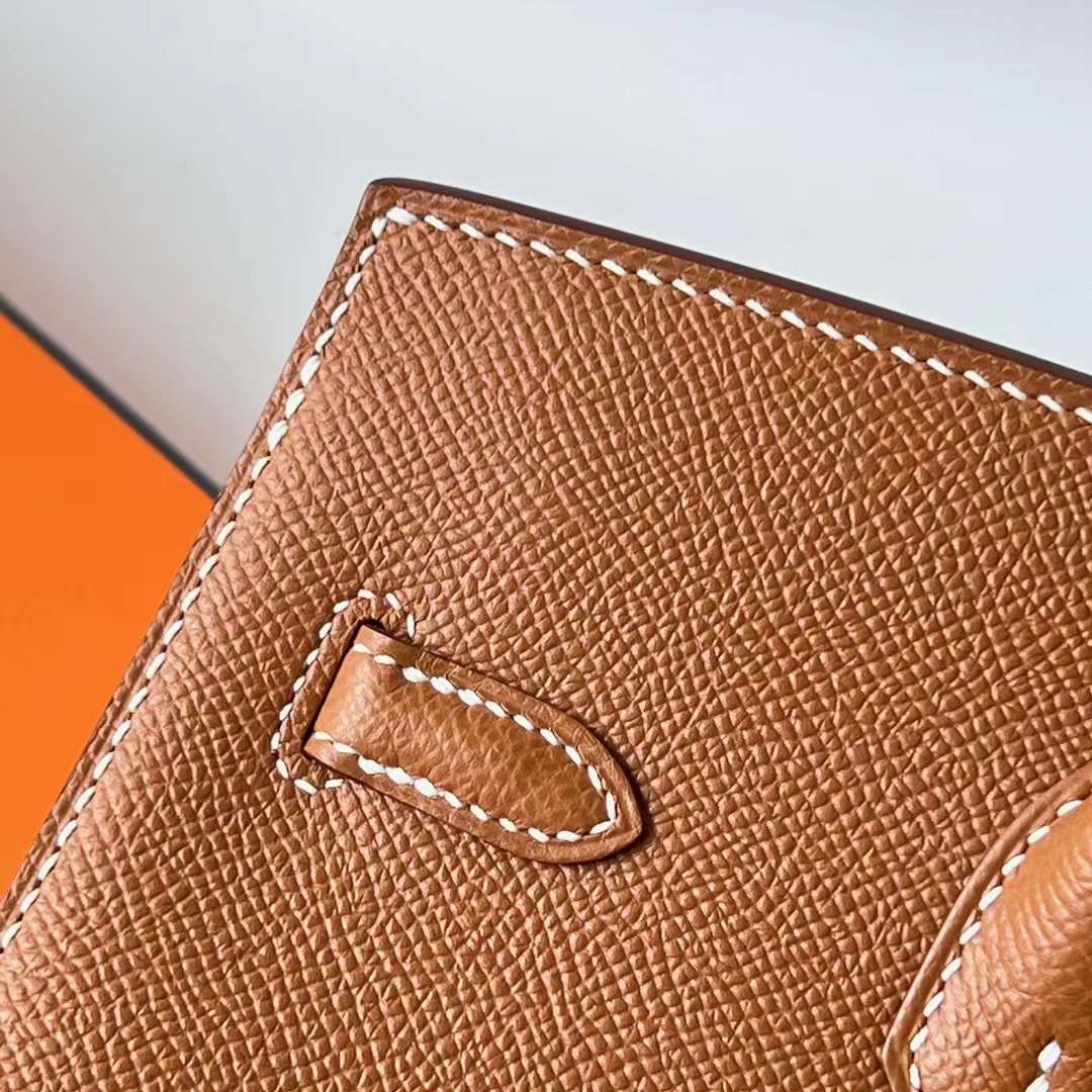 Hermès（爱马仕）Birkin 铂金包 Sellier Epsom Ck37 金棕色 金扣 25cm 全手工蜡线缝 Ghw