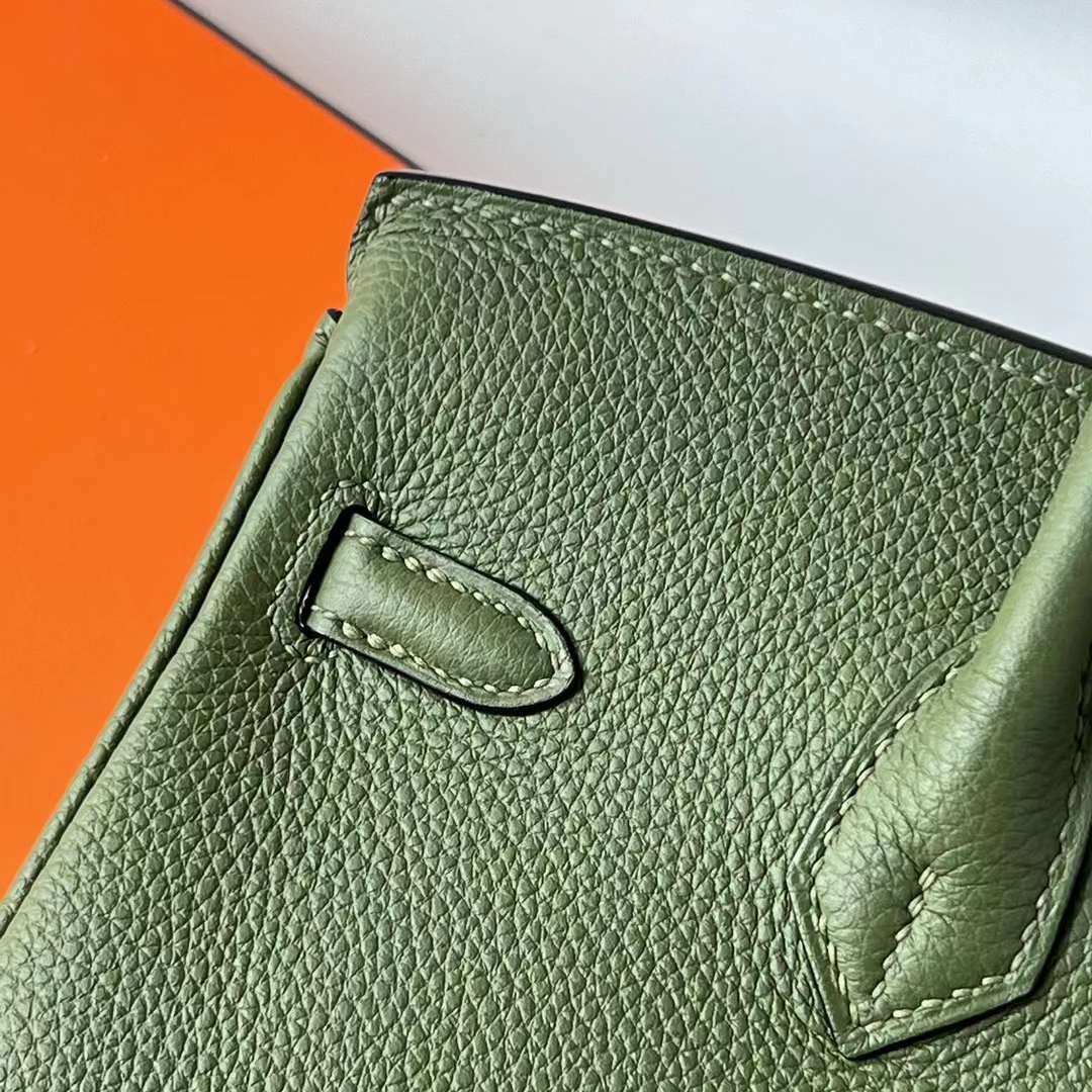 Hermès（爱马仕）Birkin 铂金包 Togo皮 顶级小牛皮 V6 丛林绿 银扣 25cm 全手工蜡线缝 Phw