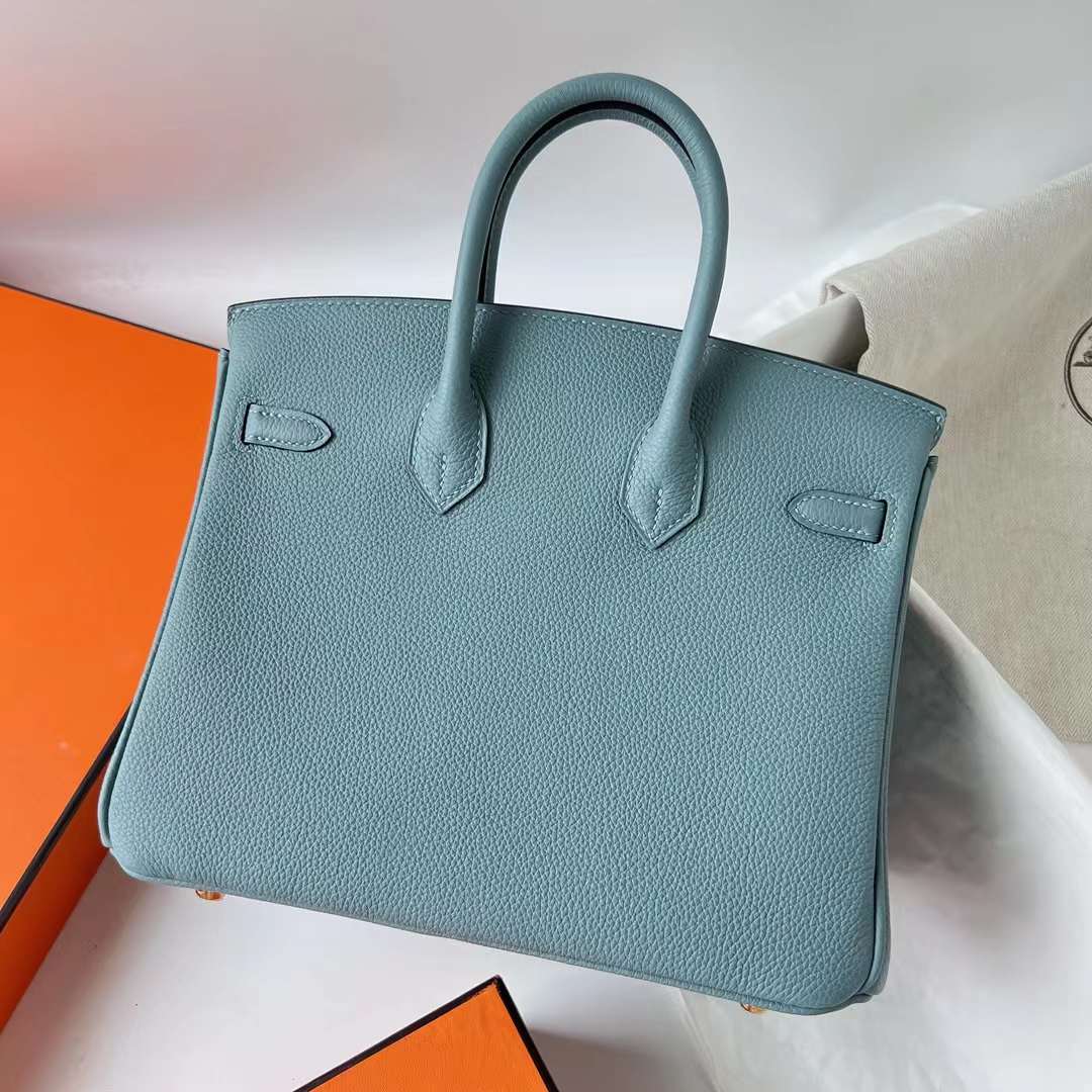 Hermès（爱马仕）Birkin 铂金包 Togo皮 顶级小牛皮 7G 天青色 金扣 25cm 全手工蜡线缝 Ghw