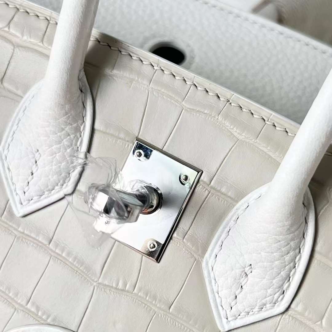 Hermès（爱马仕）Birkin 小房子 白色 银扣 20cm 全手工蜡线缝制 Phw