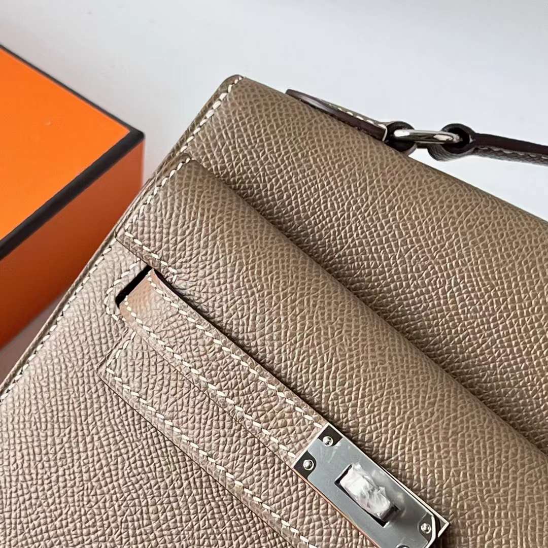Hermès（爱马仕）Kelly Desordre Epsom Ck18 大象灰 银扣 20cm 全手工蜡线缝 Phw