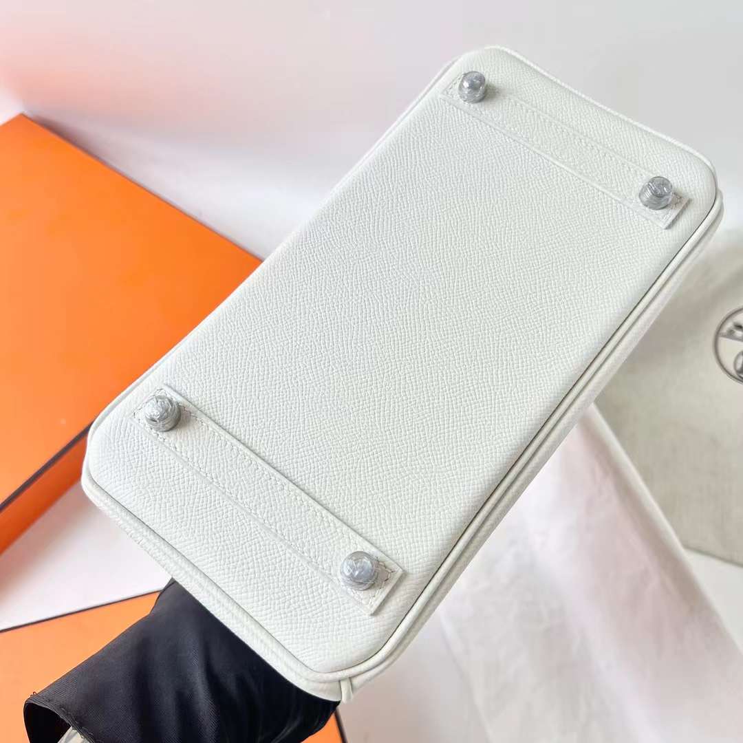 Hermès（爱马仕）Birkin 铂金包 Epsom 掌纹皮 01 纯白 银扣 25cm 全手工蜡线缝 Phw