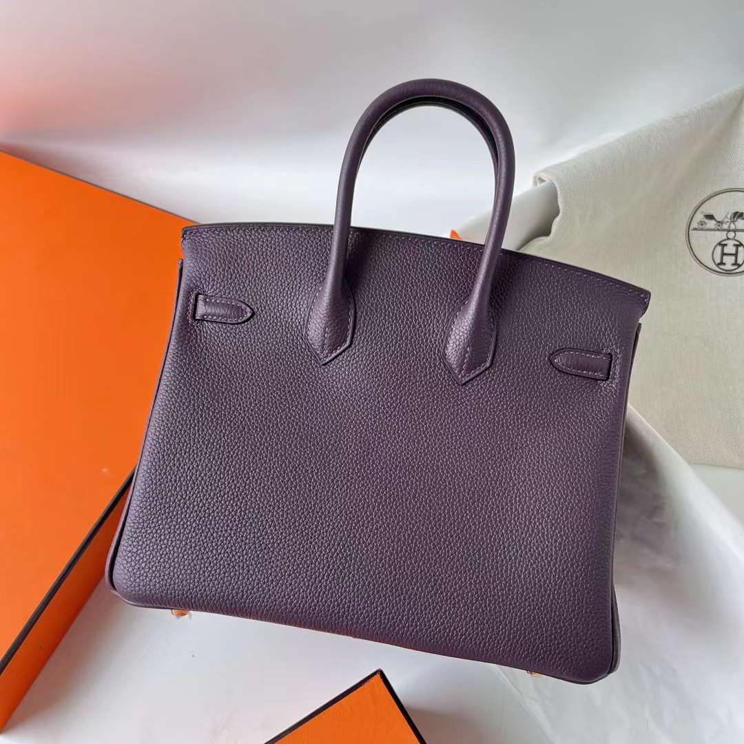 Hermès（爱马仕）Birkin 铂金包 Togo皮 顶级小牛皮 Ck59 葡萄紫 金扣 25cm 全手工蜡线缝 Ghw