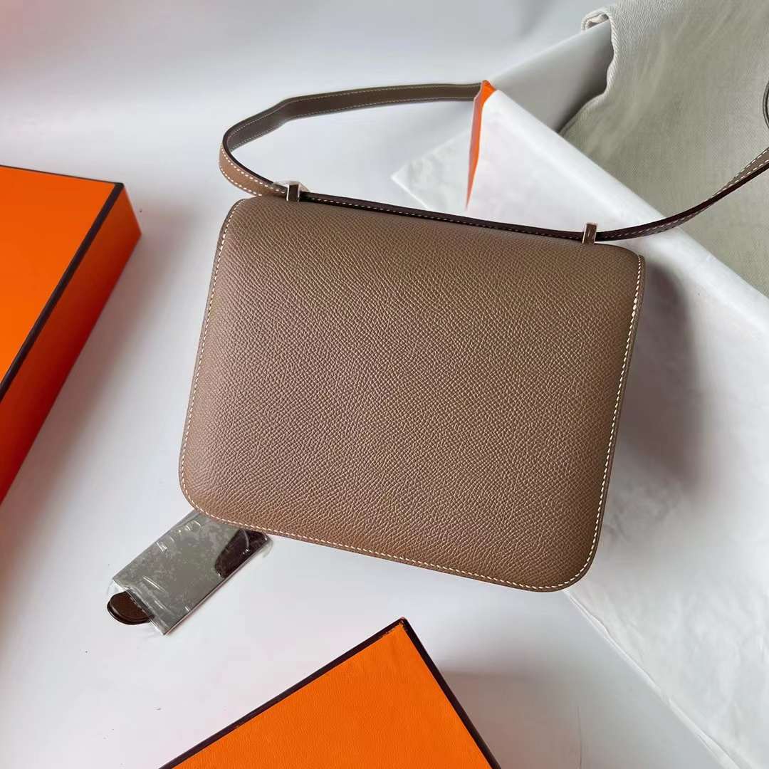 Hermès（爱马仕）Constance 空姐包 1-19 Epsom 镜子款 ck18 大象灰 玫瑰金扣 19cm 全手工蜡线缝 RGhw