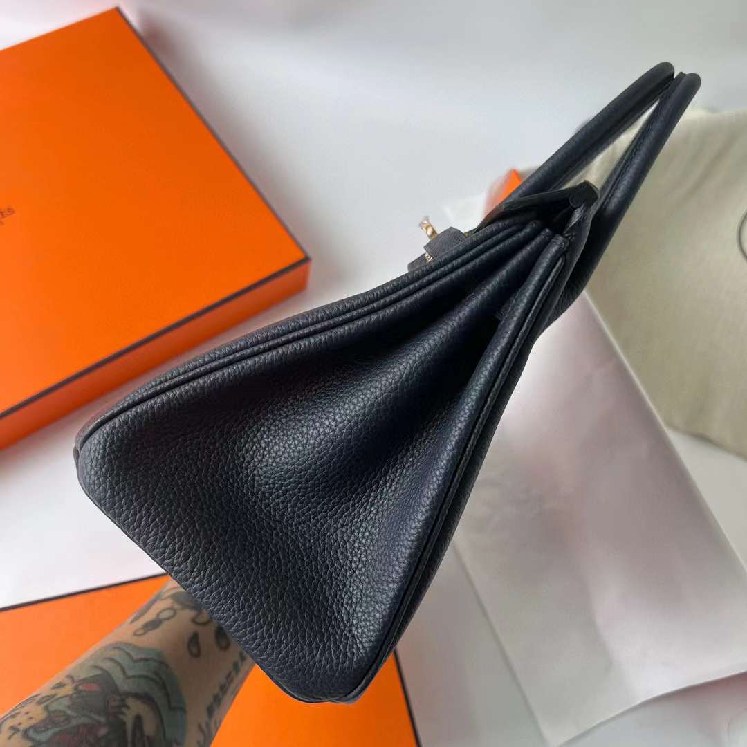 Hermès（爱马仕）Birkin 铂金包 Togo 顶级小牛皮 2Z 午夜蓝 金扣 25cm 全手工蜡线缝 Ghw